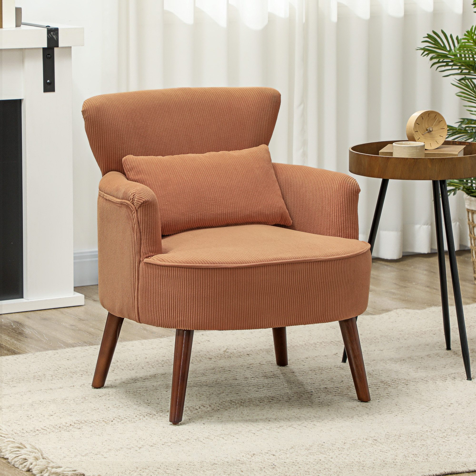 HOMCOM Sessel Polstersessel, Armlehnensessel mit Armlehnen und Kissen (Relaxsessel, 1-St., Polstersessel), für Wohnzimmer, Schlafzimmer, Orange