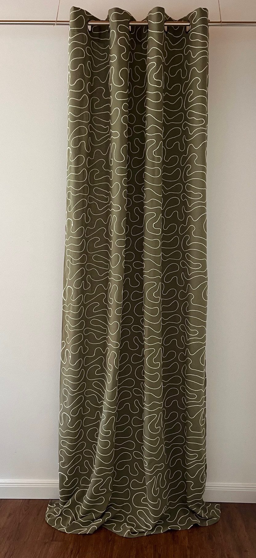 novumfix Vorhang Ösenvorhang Olive-grün mit Stickerei Ethno-Style 140x260cm günstig online kaufen