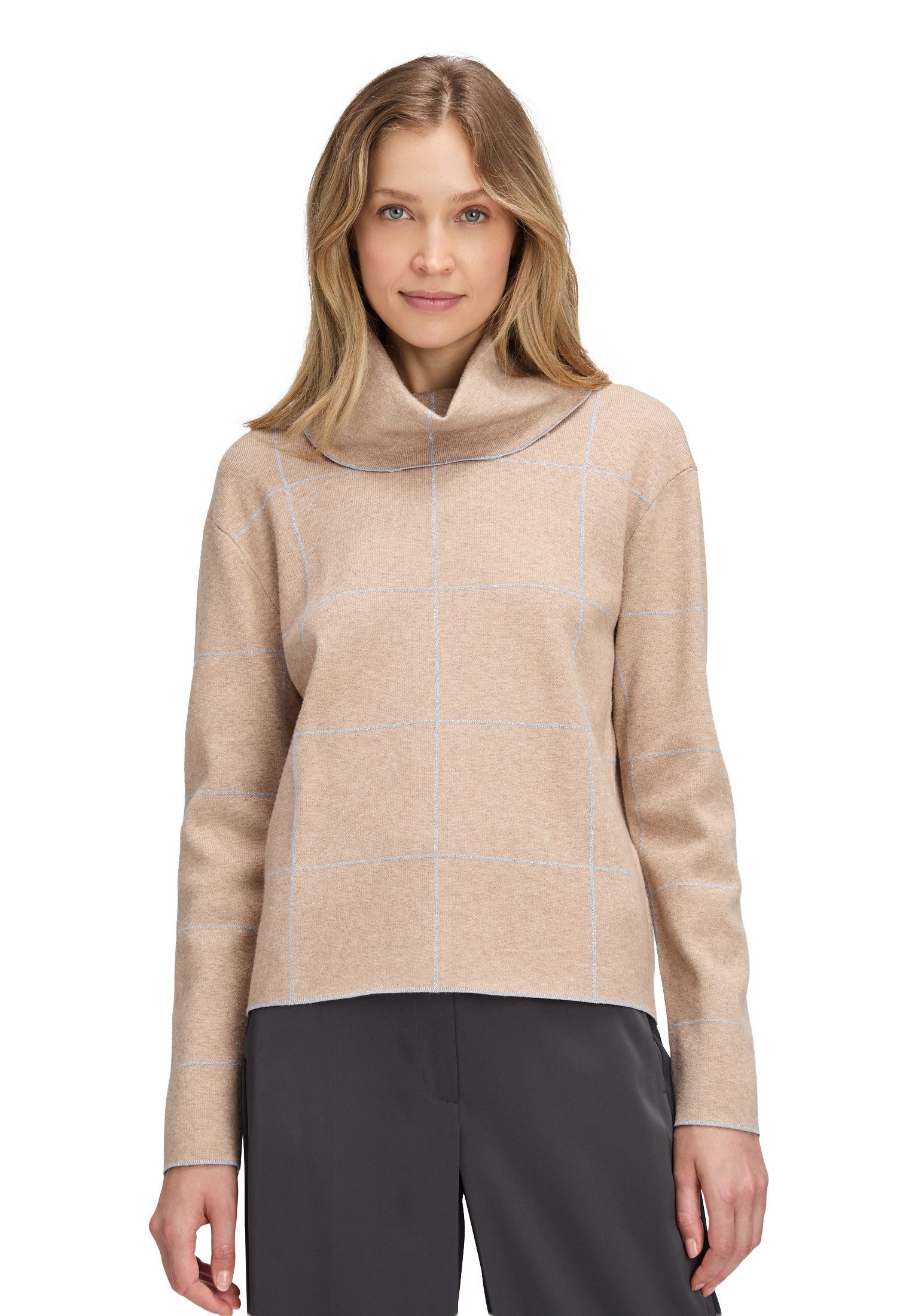 Strickpullover Damen Strickpullover mit Lurexfaden