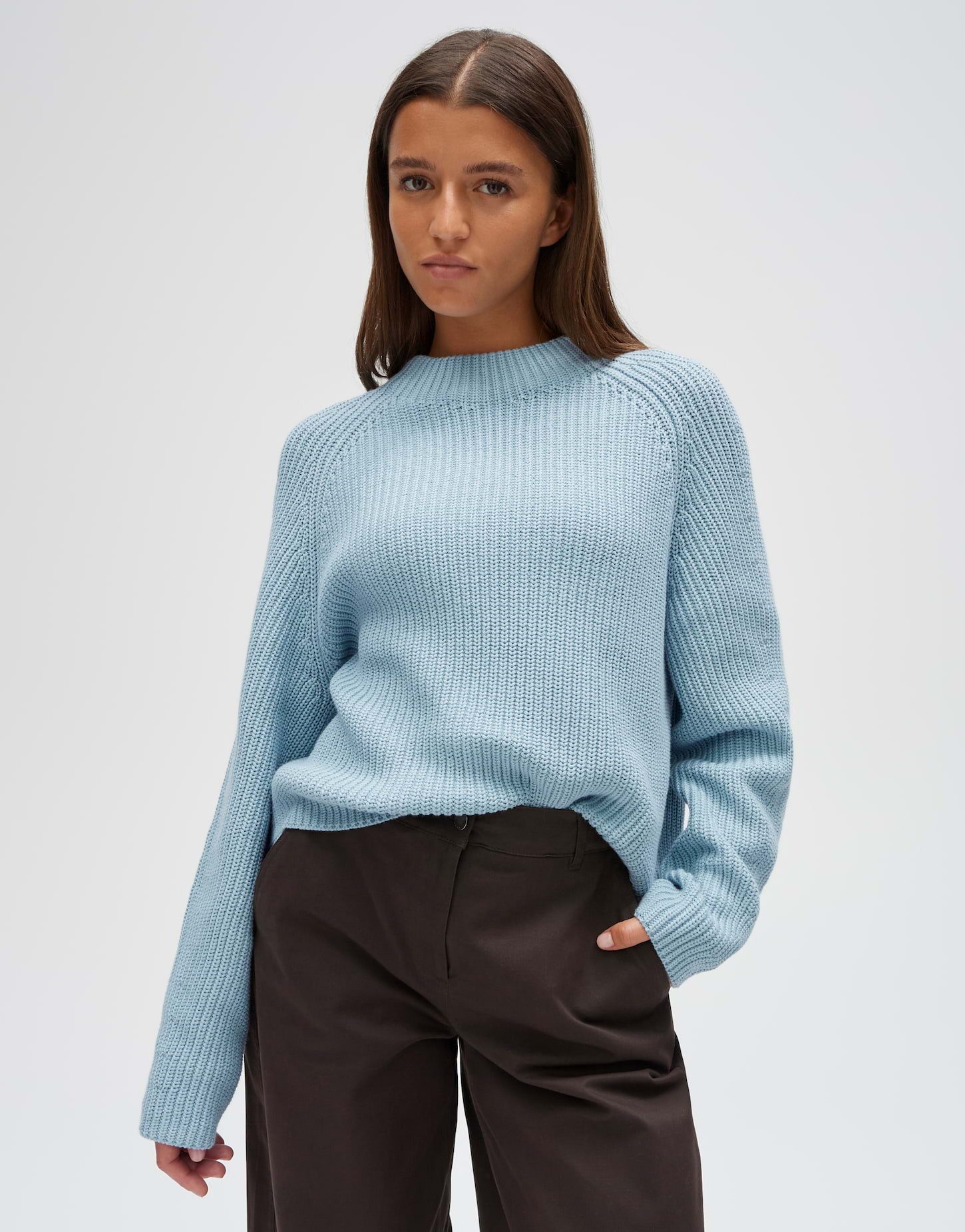 OPUS Strickpullover Ponusa aus weichem Strick Verkürzte Silhouette mit Raglanärmeln und weichem Fall
