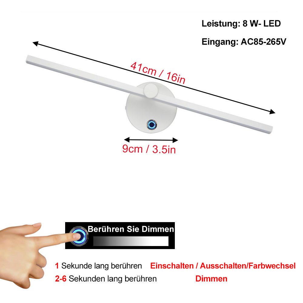 VIVIHEYDAY LED Wandleuchte Spiegel-Leuchte, 350° Drehbare, Dimmbar, für Sch günstig online kaufen