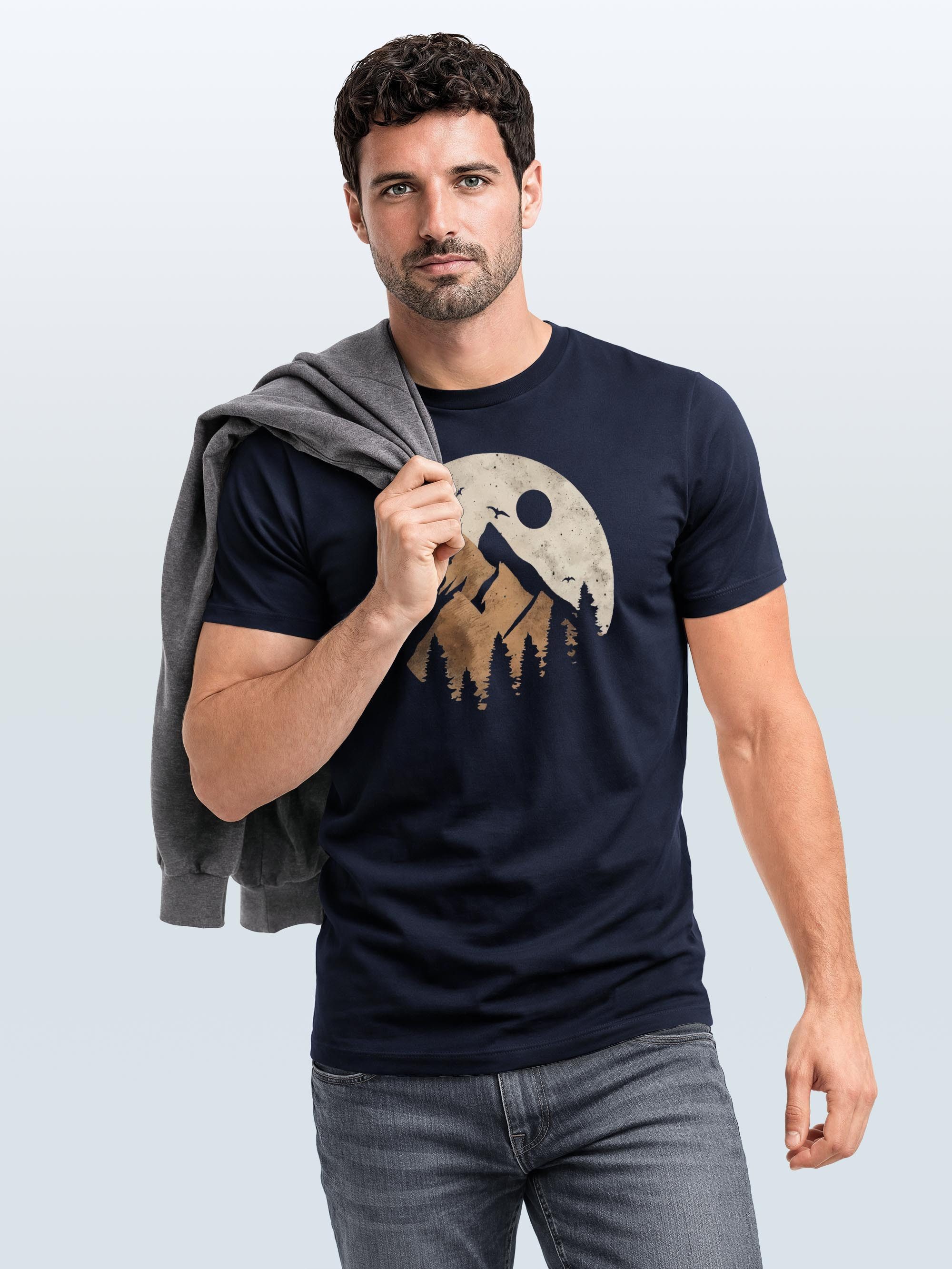 Neverless Print-Shirt Herren T-Shirt Berge Wandern Outdoor Grafikshirt Naturmotiv mit Print