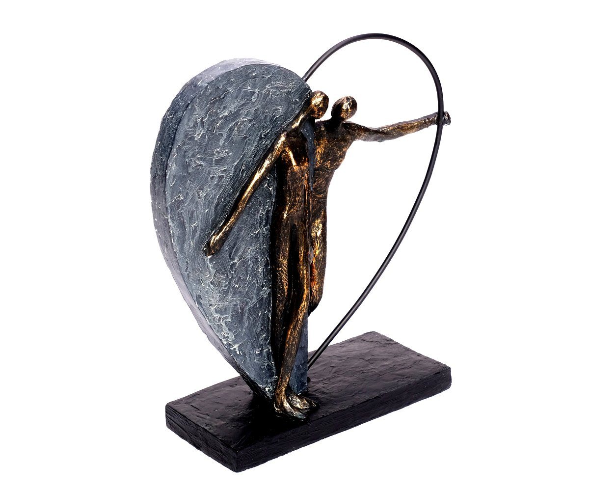 Dekofigur Herz Skulptur Dekoherz aus Polystone Bronze Figur Liebe Partnerschaft 
