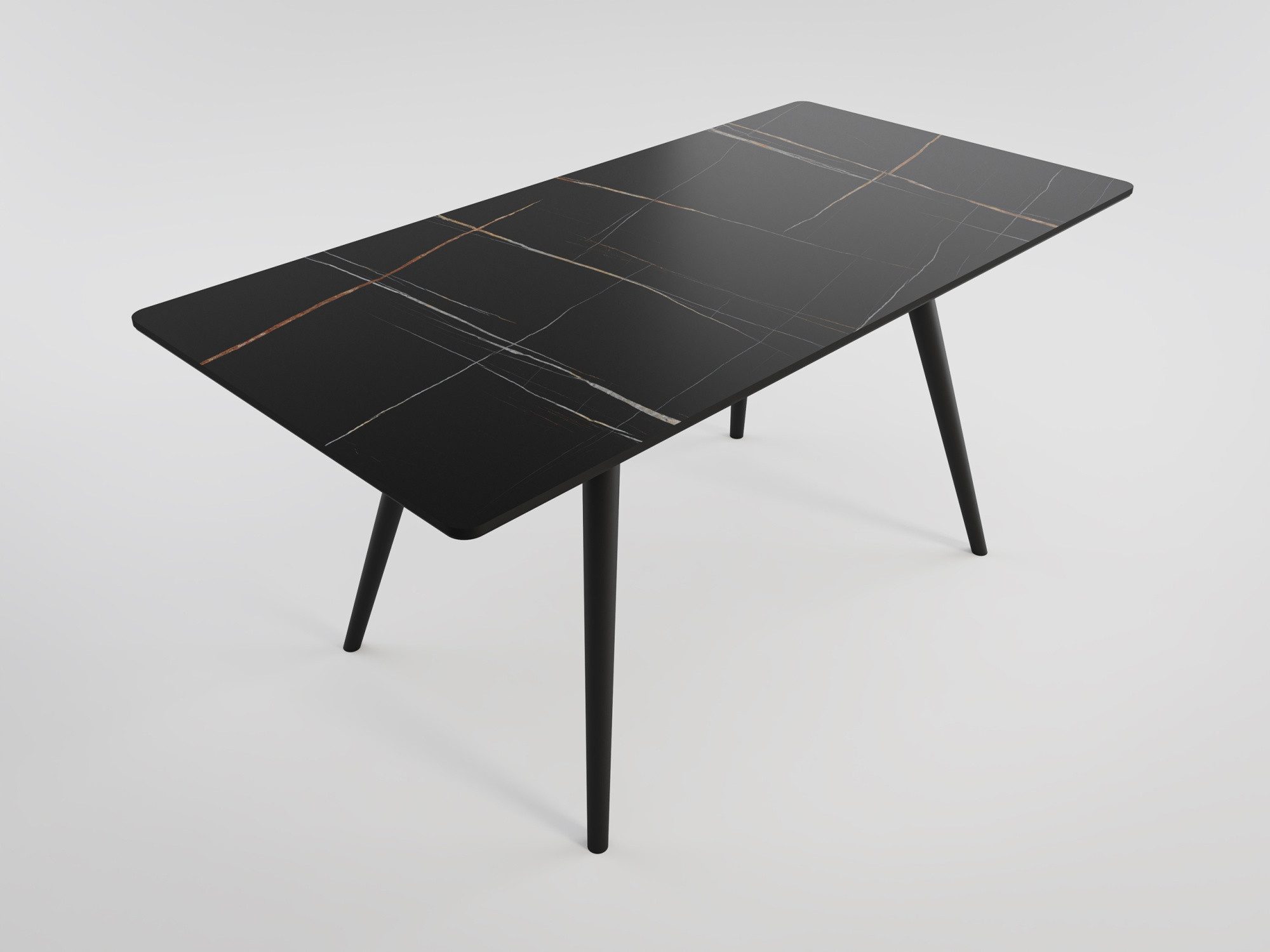 Magnolia Home Esstisch Esstisch RIGA 160x80cm schwarze Keramikplatte schwarze konische Tischb