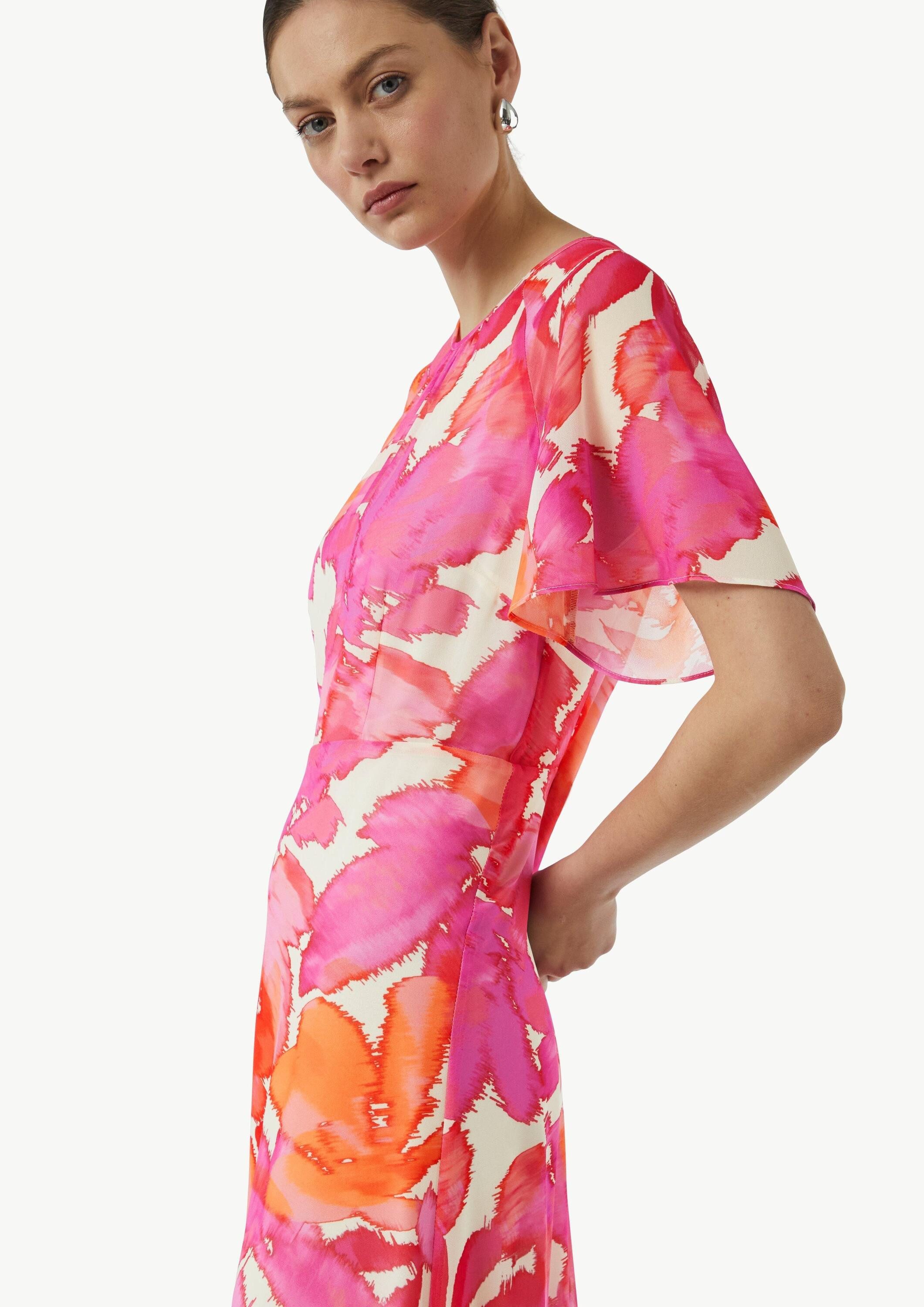 comma Midikleid Kleid Midi-Kleid mit All-over-Print