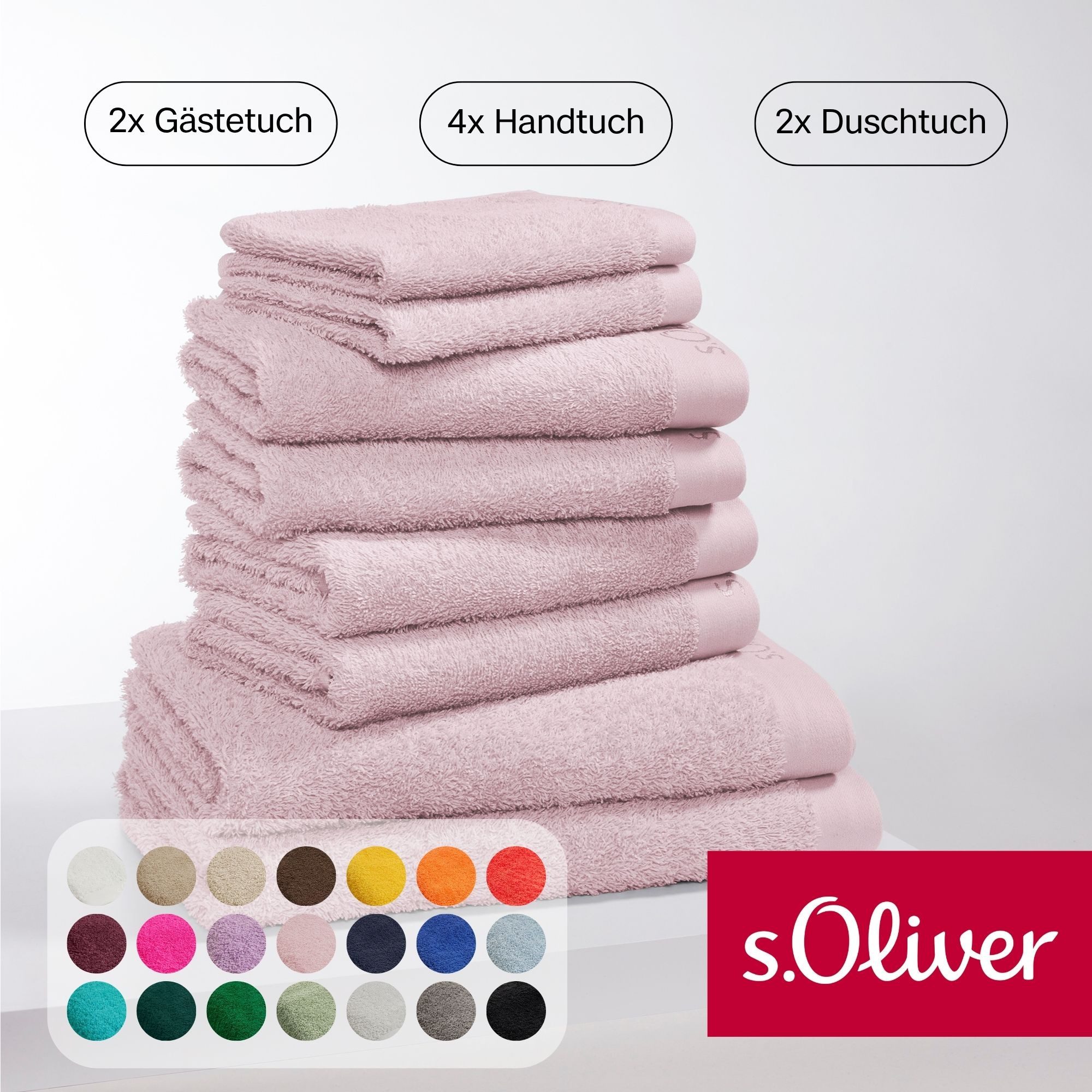 s.Oliver Handtuch Set s.Oliver, Premium Qualität, 600 gr/m², Walkfrottier (Set, 8-St), 2 Gästetücher 30x50, 4 Handtücher 50x100, 2 Duschtücher 70x140