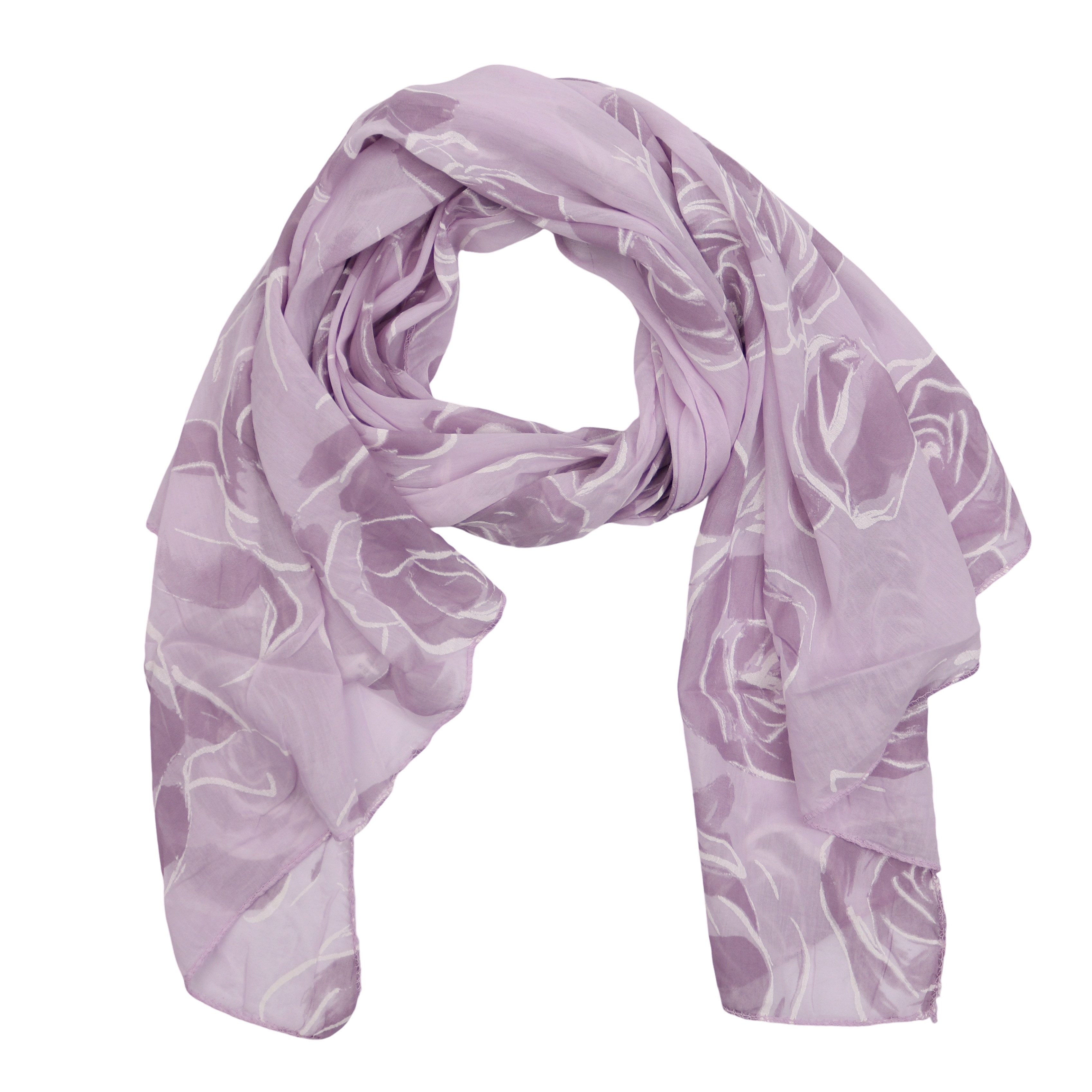 MIRROSI Modeschal Asymmetrischer Schal, Made in Italy 20% Seide 80% Baumwolle, (ca.170x77cm; Leicht und bequem, wunderschönes Muster), Damen Halstuch ideal für Frühling, Sommer und Herbst