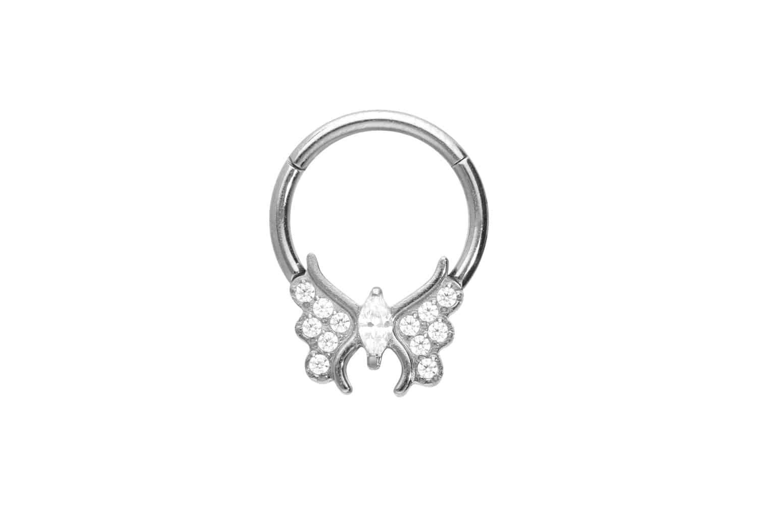 Piercing-Set Titan Segmentring Clicker KRISTALLSCHMETTERLING