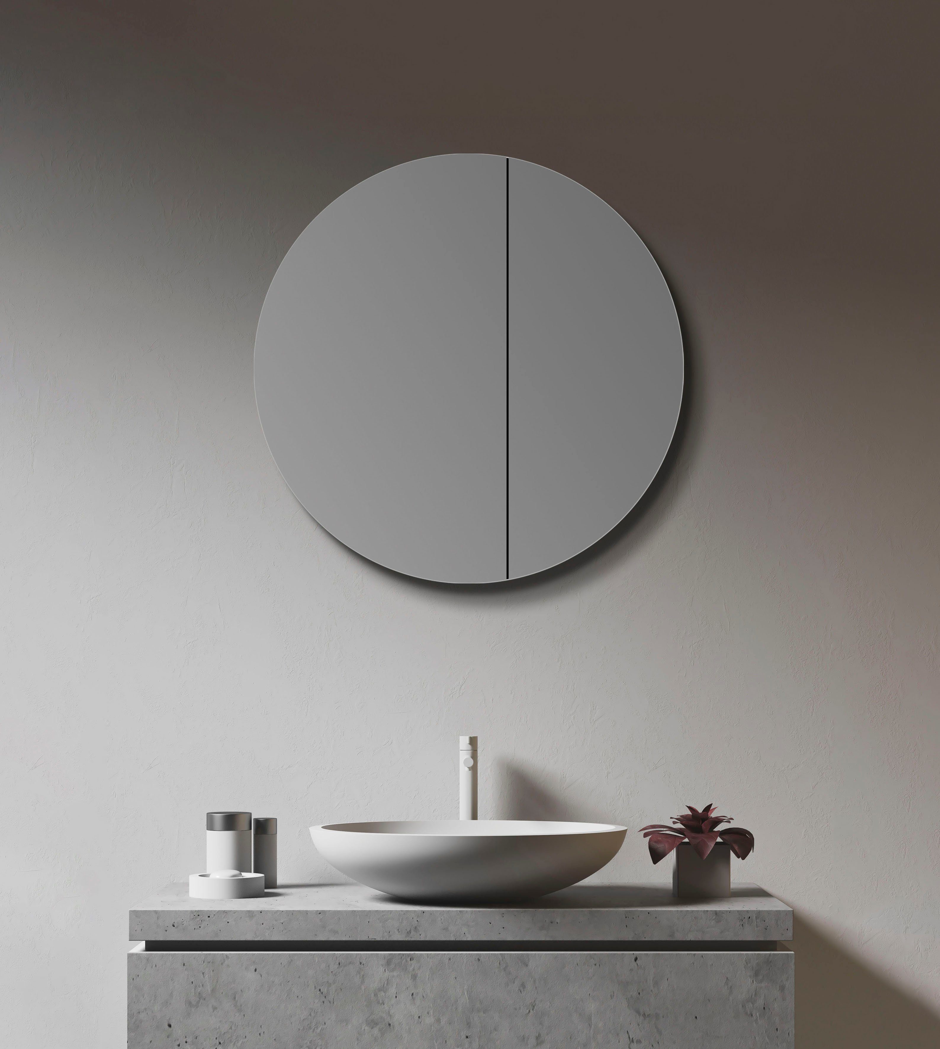 Aluminium cm, Badezimmerspiegelschrank Talos Echtglas, Ø: und IP24 aus 60