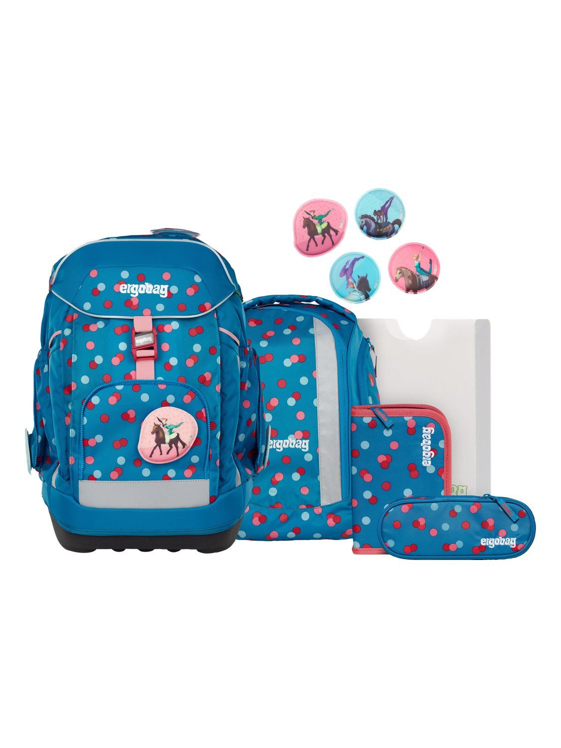 ergobag Schulranzen maxi Set (6-tlg., 6-teiliges Set), größenverstellbares Rückensystem