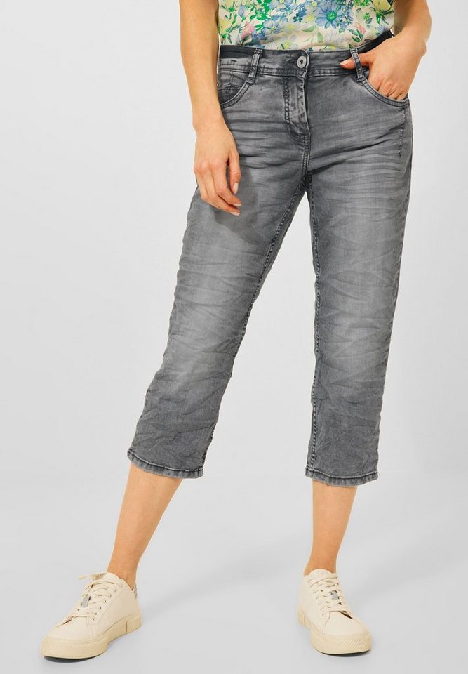 Cecil 3/4-Jeans Cecil Loose Fit Jeans in 3/4-Länge in Mid Grey Use (1-tlg)  Taschen, Basicstyle 3/4 Jeans Scarlett von CECIL, Capri Denim in einer  grauen Waschung