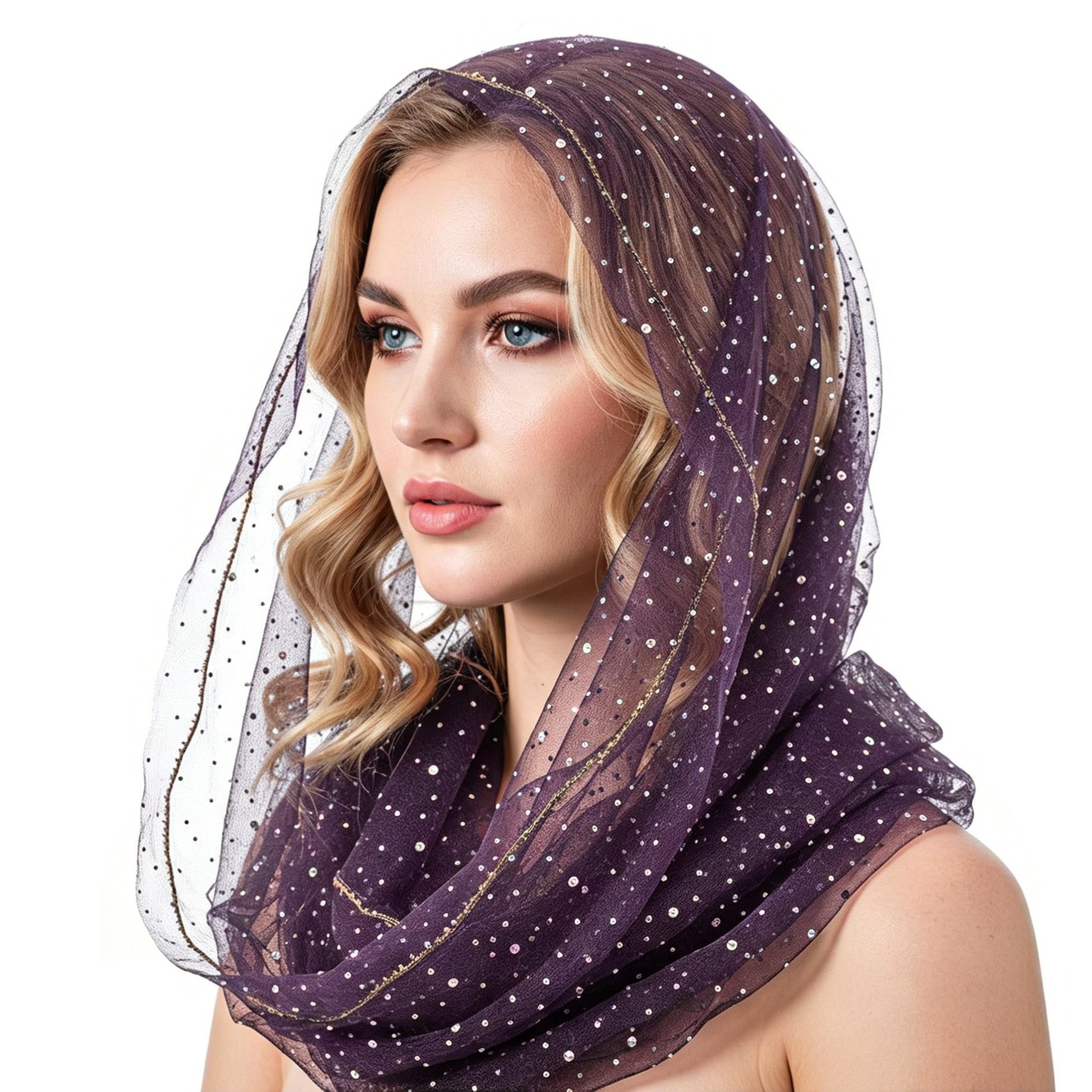 Zaewry Kopftuch Modisches Damen-Kopftuch/Haarband, quadratisches Strass-Seidentuch, Damenschal/Schultertuch, elegantes Halstuch/Kopftuchmütze
