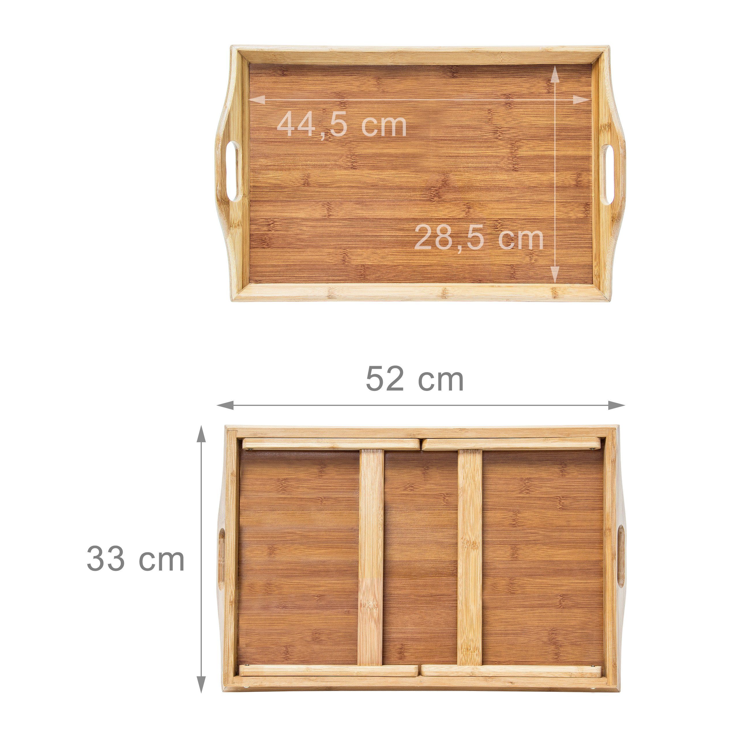 Bambus lackiert relaxdays Tabletttisch 2x klappbar Betttablett