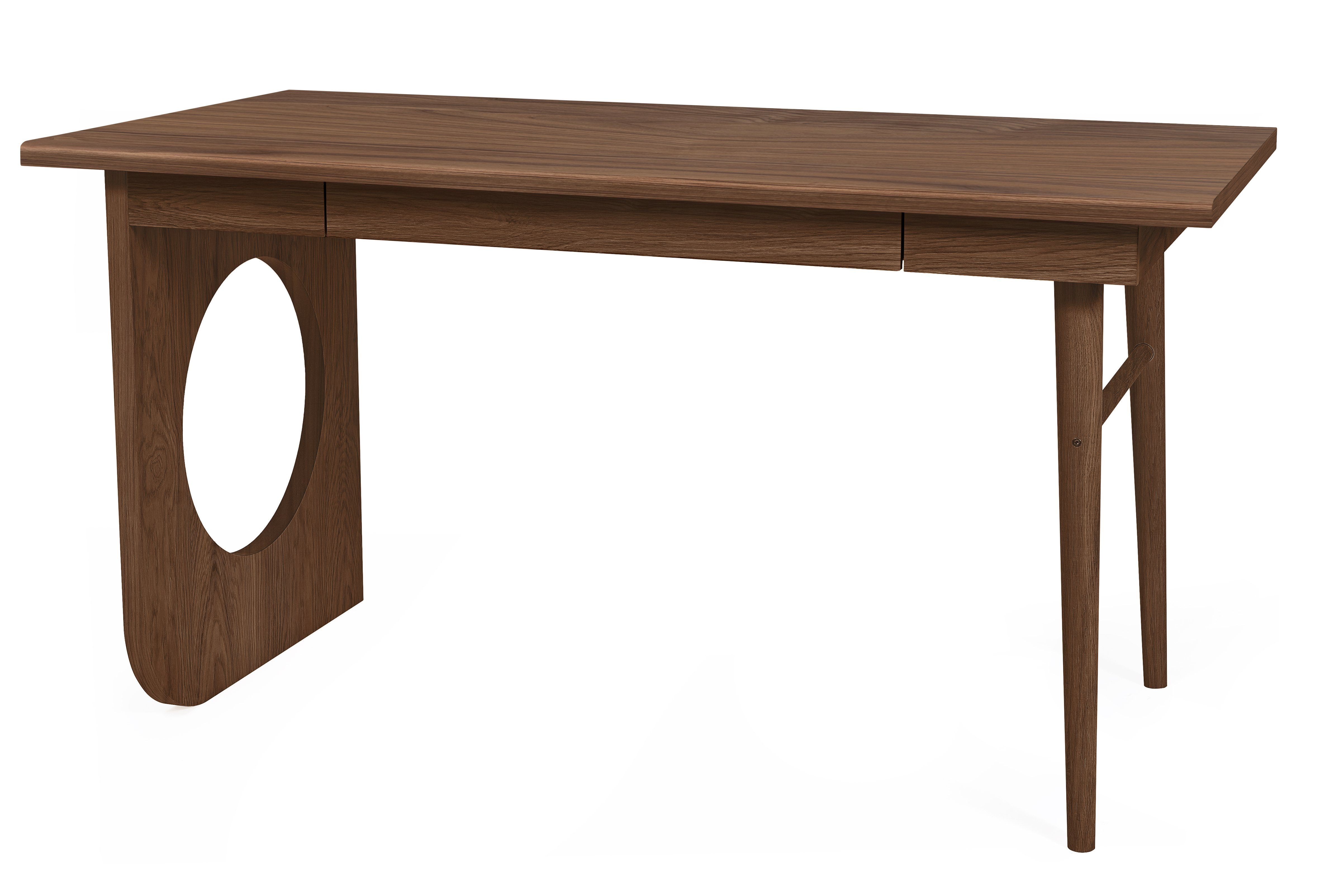 Woodman Schreibtisch Bau, edles Holzfurnier aus Nussbaum, Breite 140 cm, FSC®