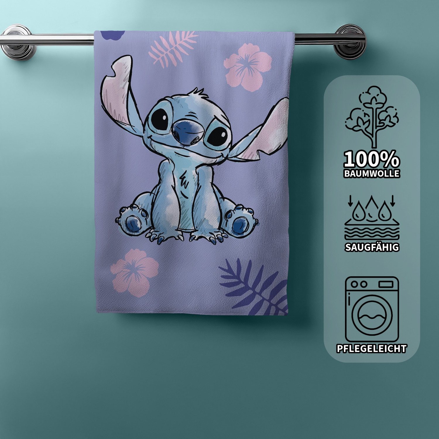 Jerry Fabrics Handtücher Disney LILO & STITCH Duschtuch Strandtuch Badetuch 70 x 140 cm, (1 Duschtuch, 1-St), Langlebig