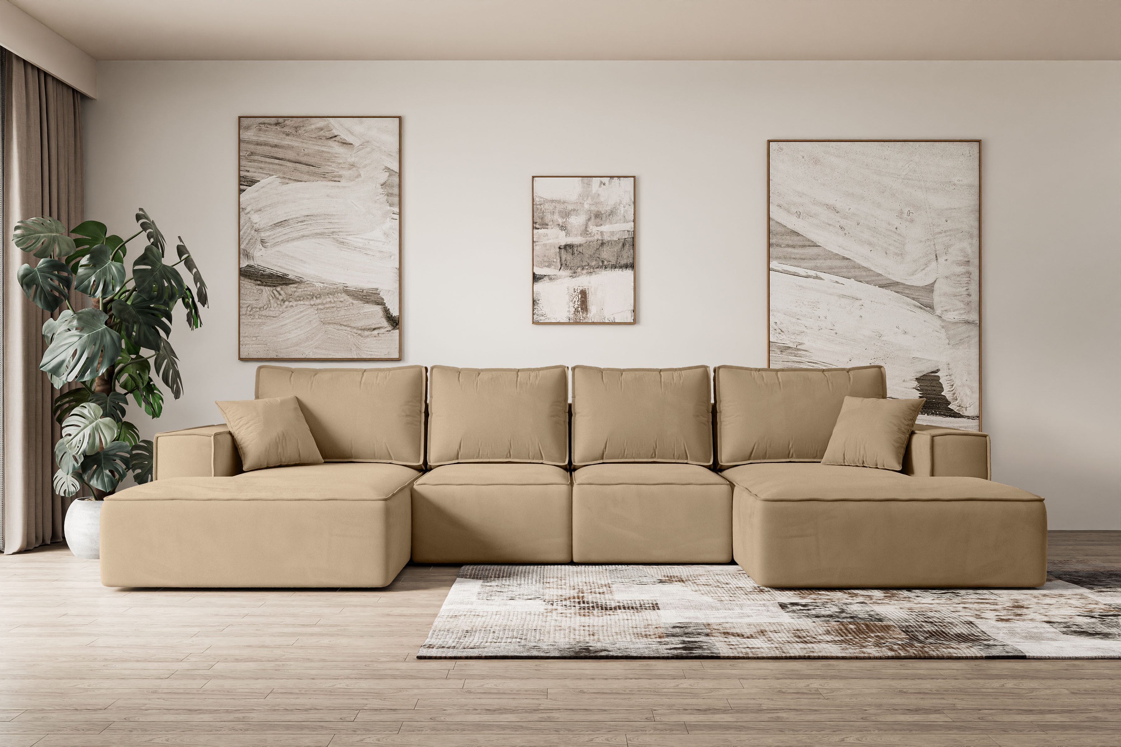 ALTDECOR Wohnlandschaft SIERRA-U-S, Couch mit Schlaffunktion, Wohnzimmer - Wohnlandschaft, Corner Sofa Bett Eckcouch Couch L-Form Schlafcouch Ausziehbar