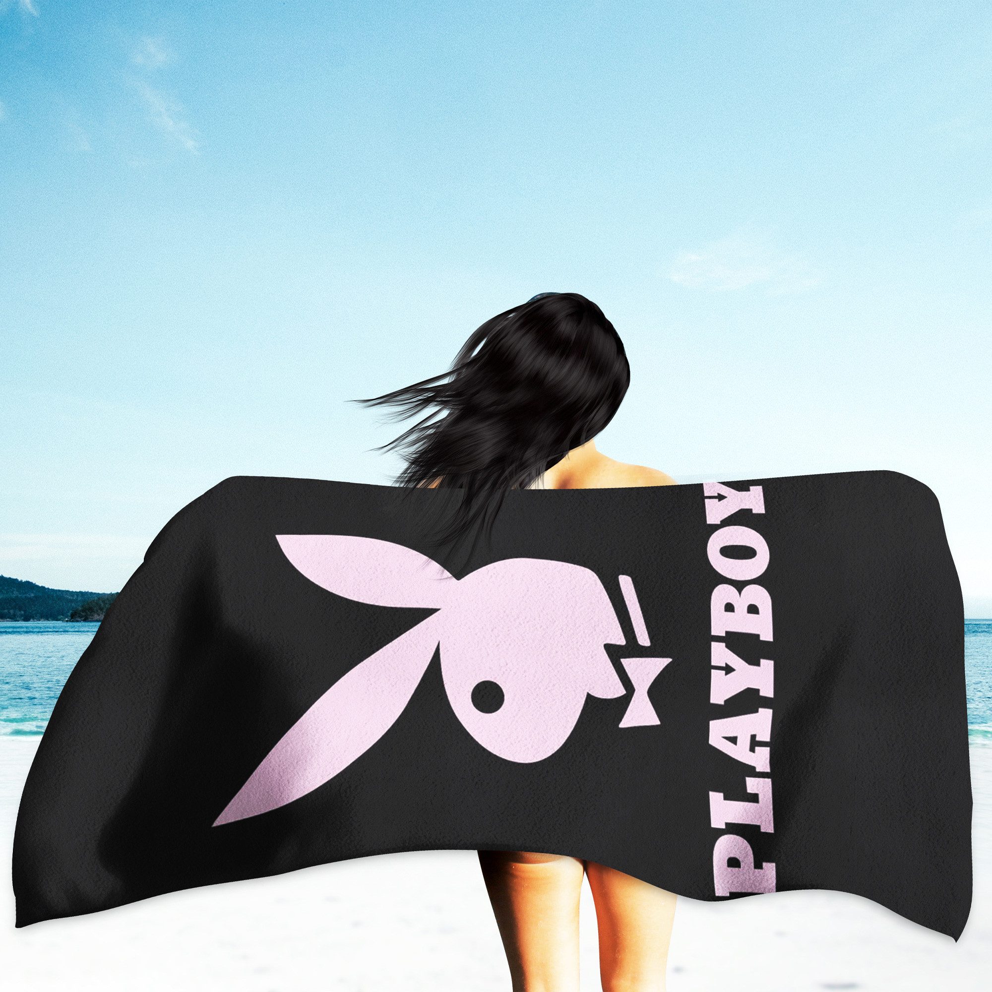 BERONAGE Strandtücher Playboy Badetuch Bunny 70x140 cm, 100% Baumwolle (1-St), Frottee in Velours-Qualität