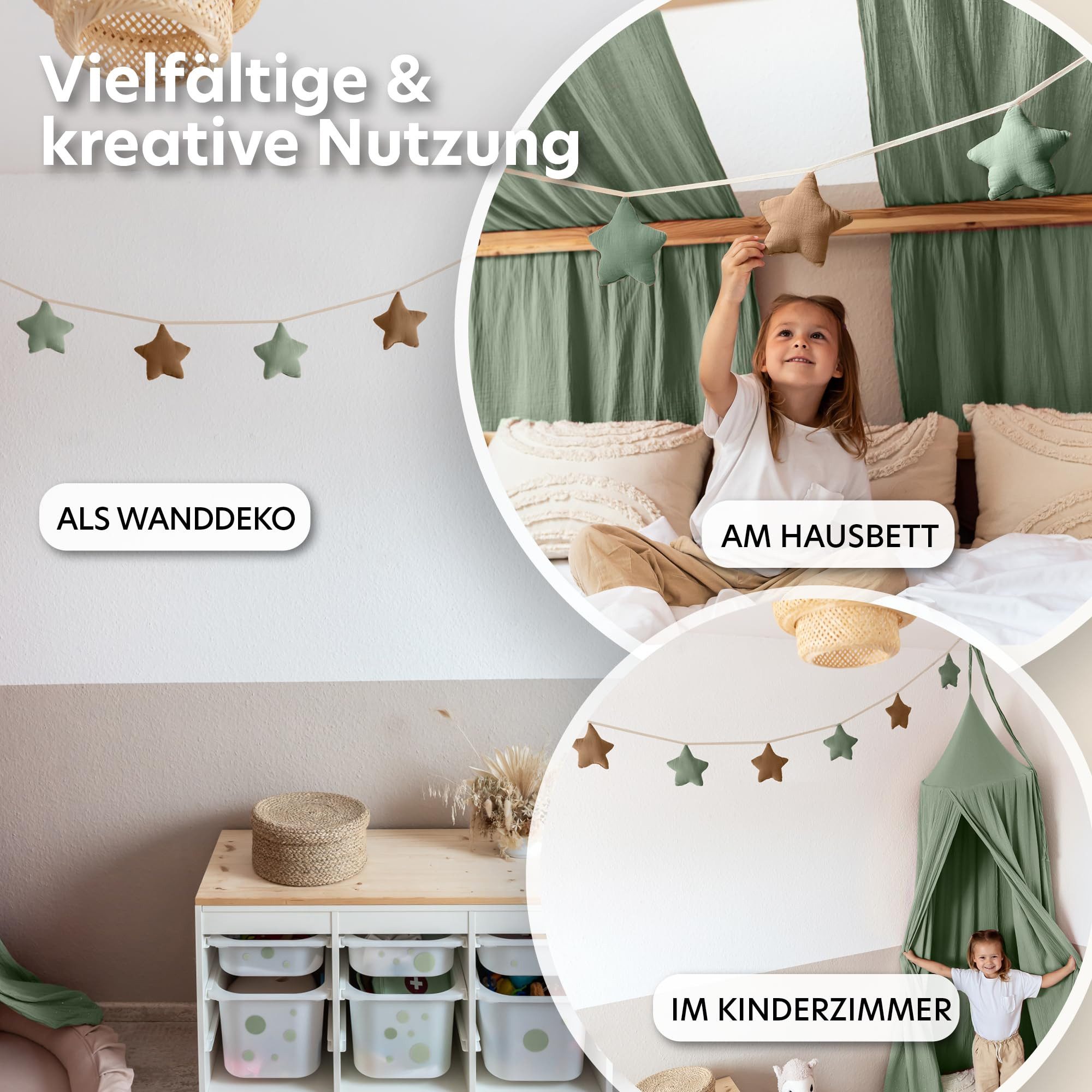 lilimaus Wimpelkette Handgemachte Wimpelkette für Kinderzimmer aus Musselin günstig online kaufen