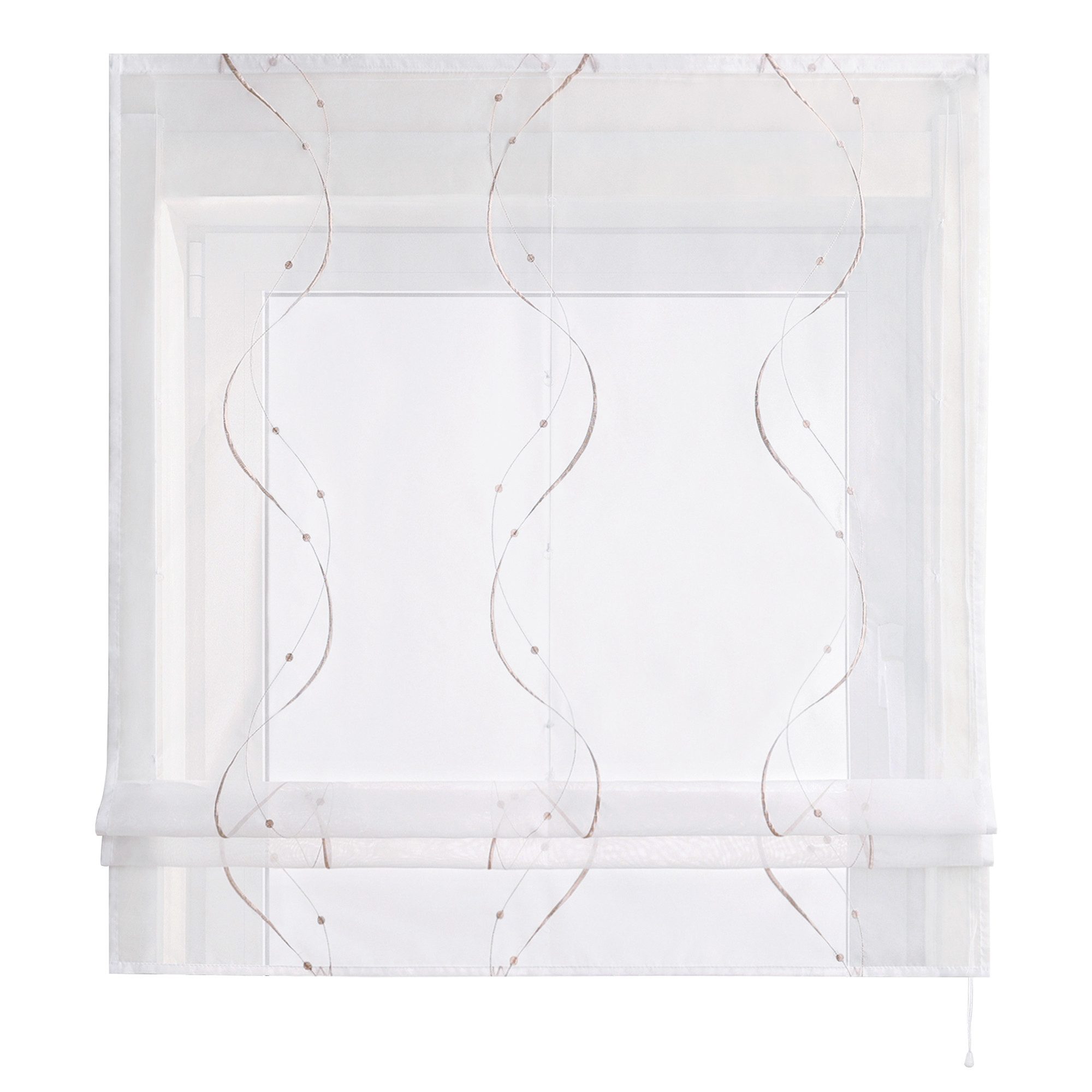 Joyswahl Raffrollo, mit Klettband, Küche Bändchenrollo Voile Weiß, Bestickt günstig online kaufen