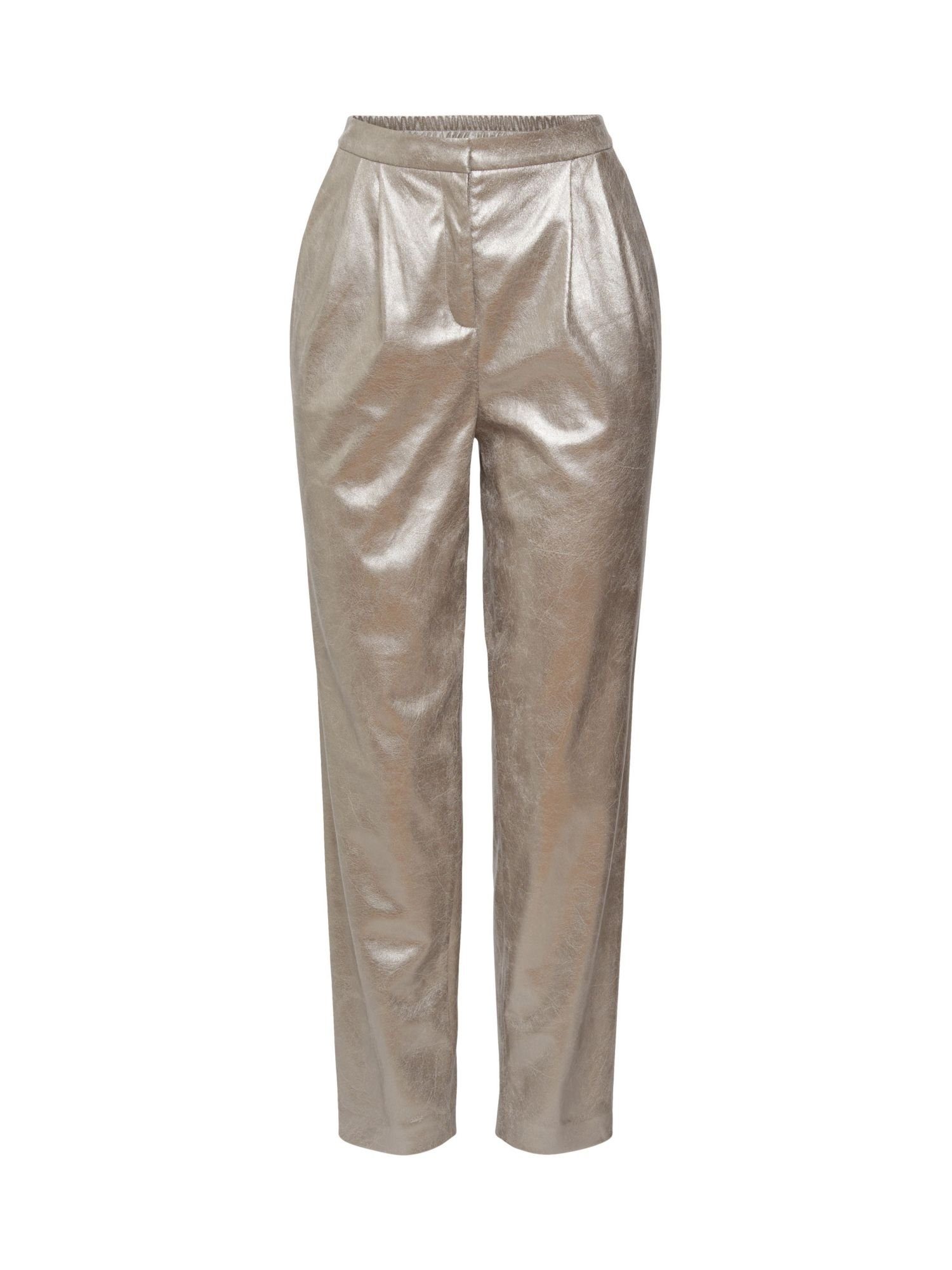 Stoffhose Metallic-Pants Kunstleder Collection Esprit aus