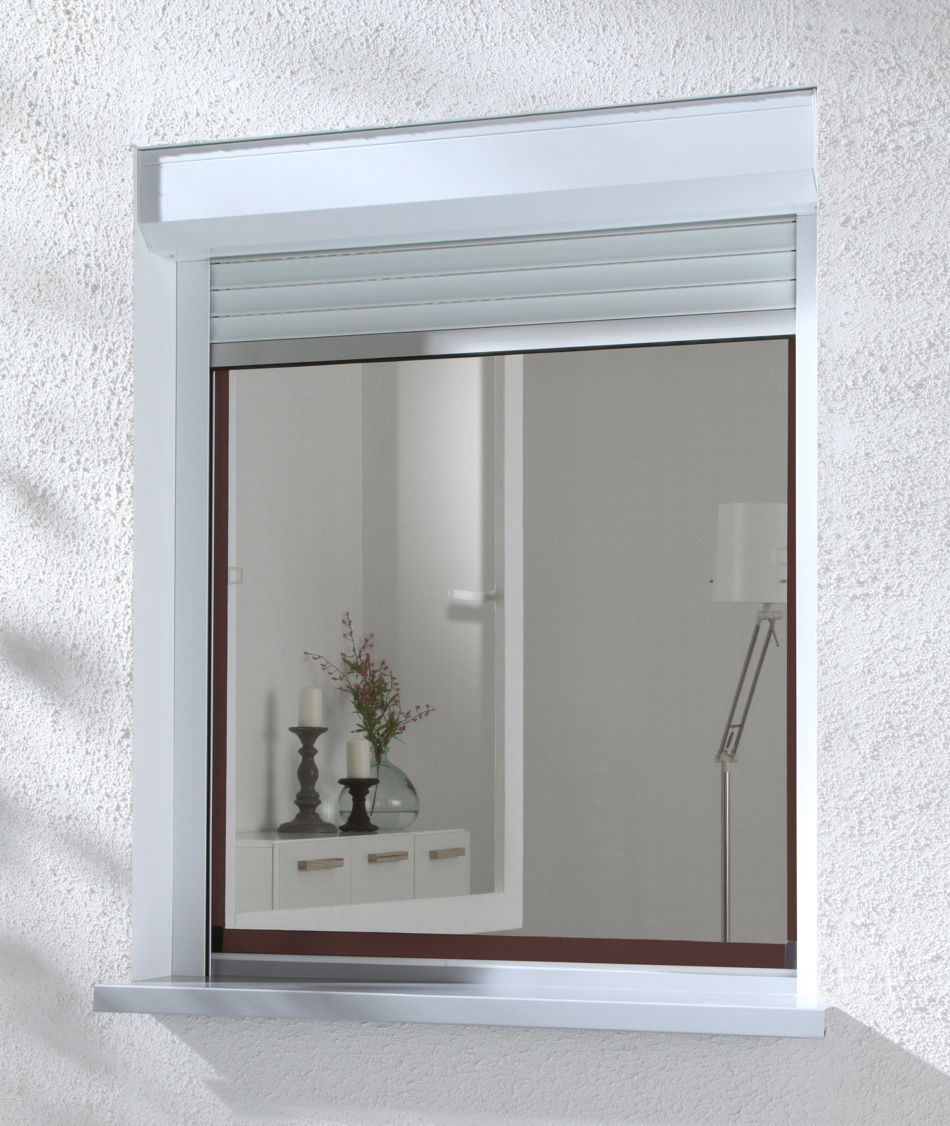 Insektenschutz-Fensterrahmen COMPACT, international hecht braun/anthrazit, BxH: cm 130x150