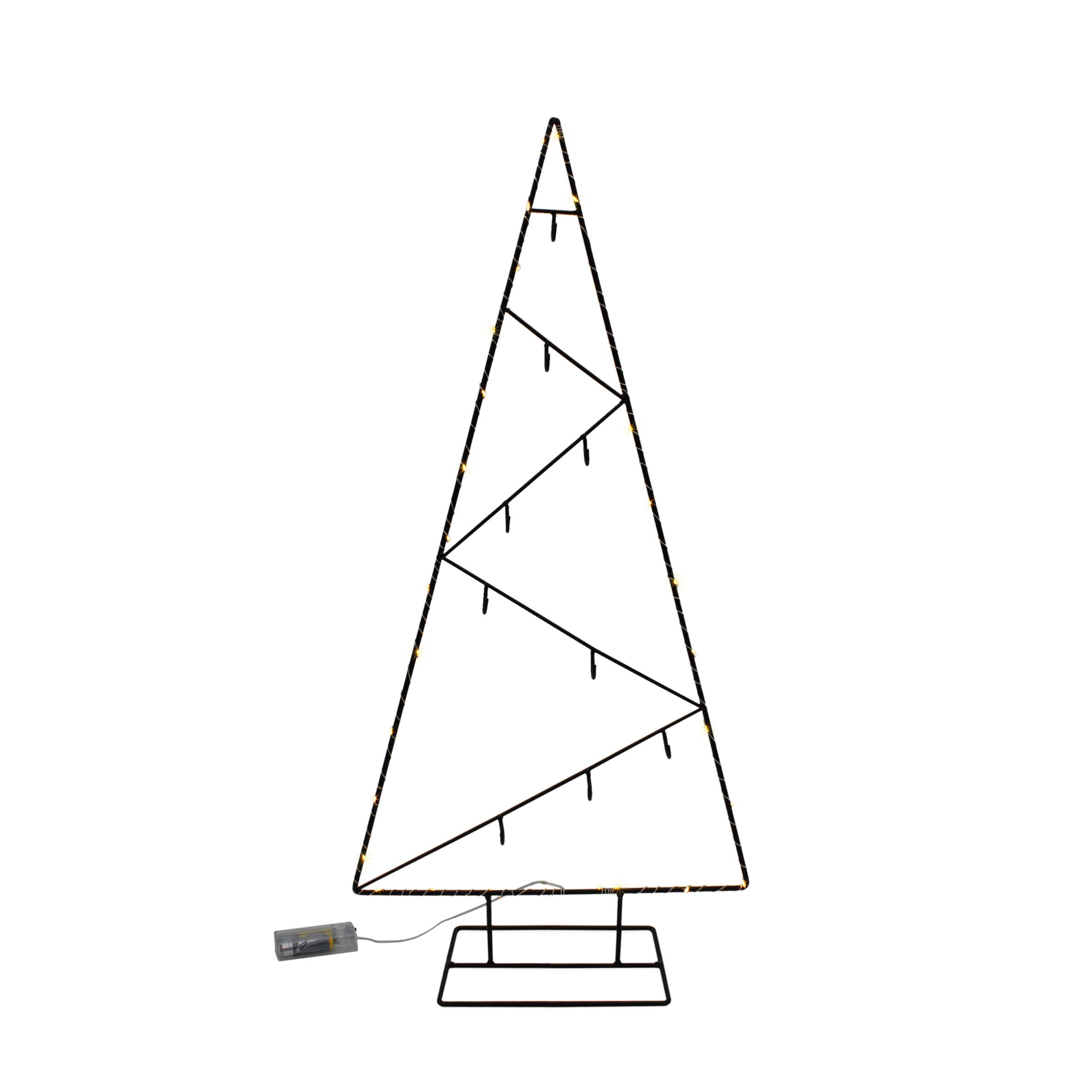 Spetebo Künstlicher Weihnachtsbaum LED Metall Tannenbaum schwarz, Metall Baum, Batterie betrieben