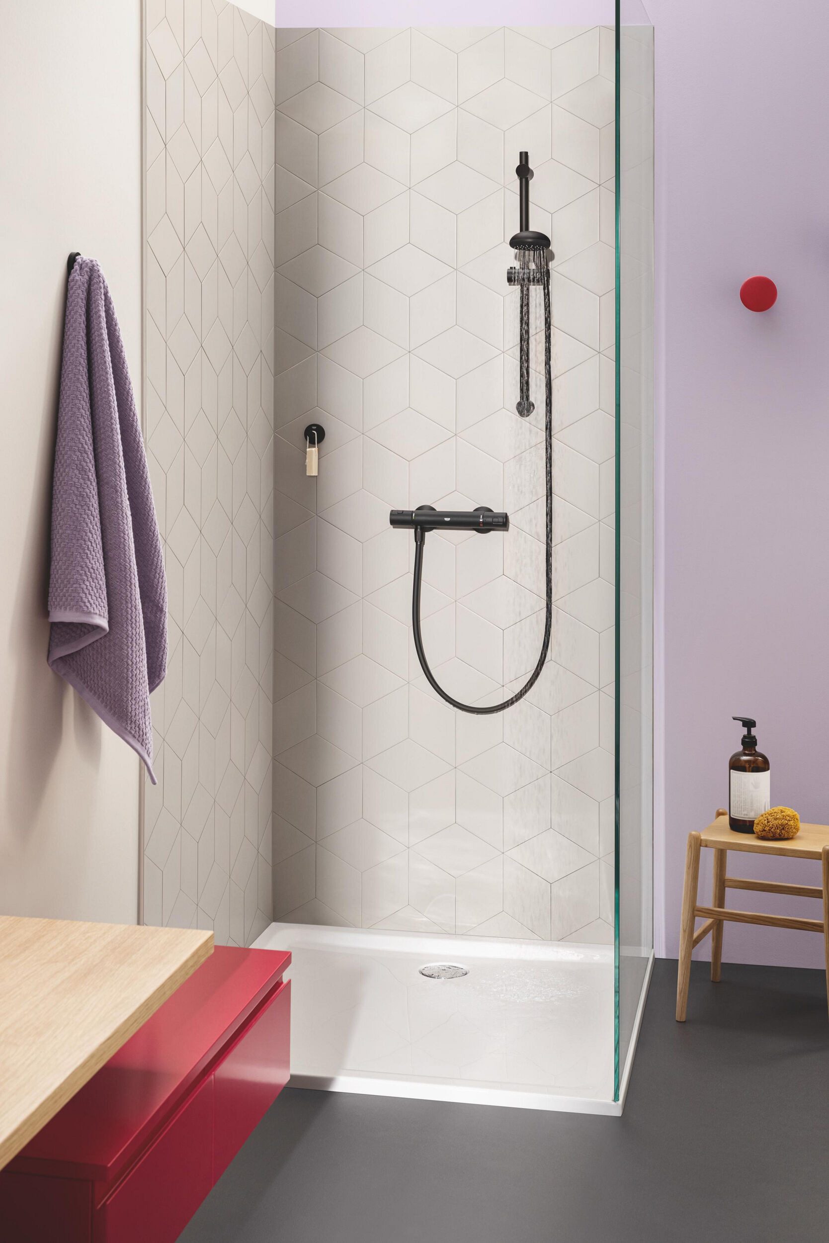 Grohe Badarmatur Precision Start Thermostat-Brausebatterie - Mattschwarz