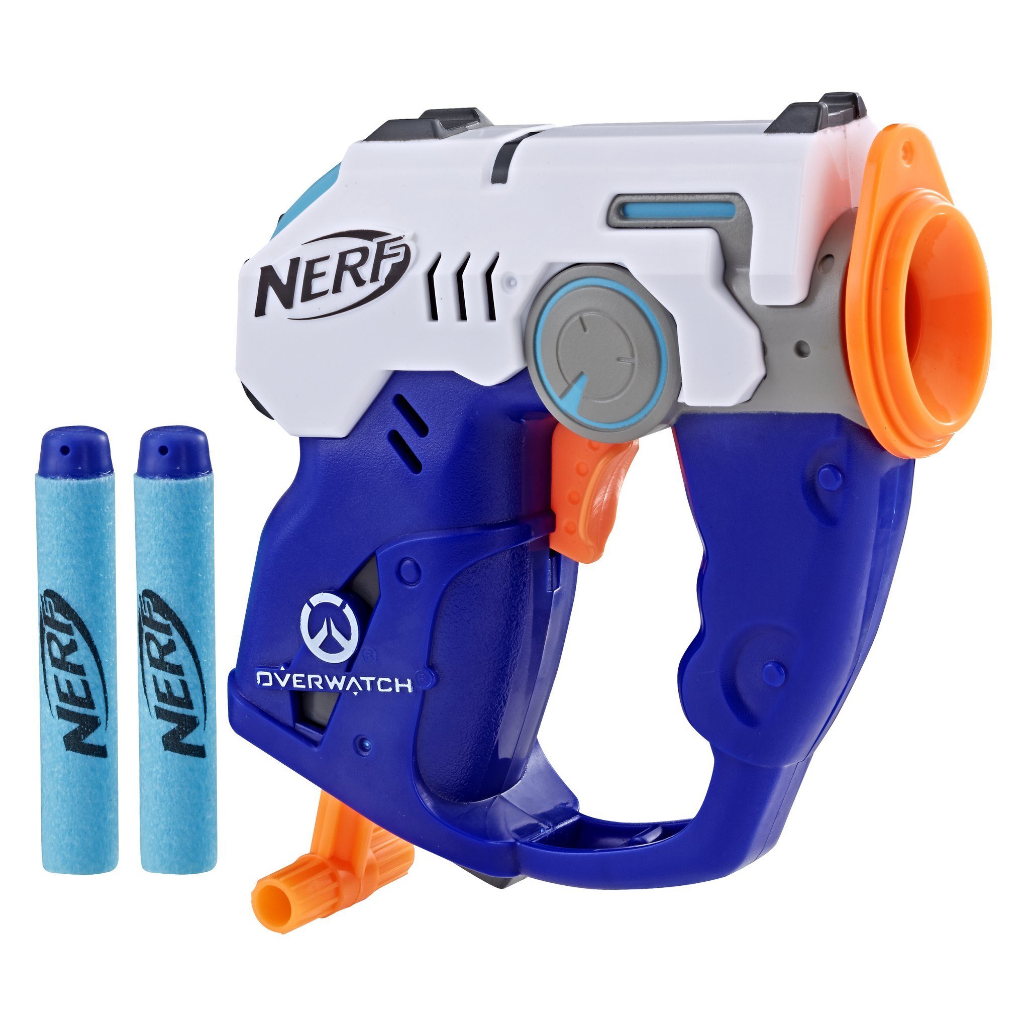 Hasbro Blaster NEFR Overwatch Tracer - Mini-Dartblaster + 2 Darts, Tracers Impulspistole in der Mini-Version.