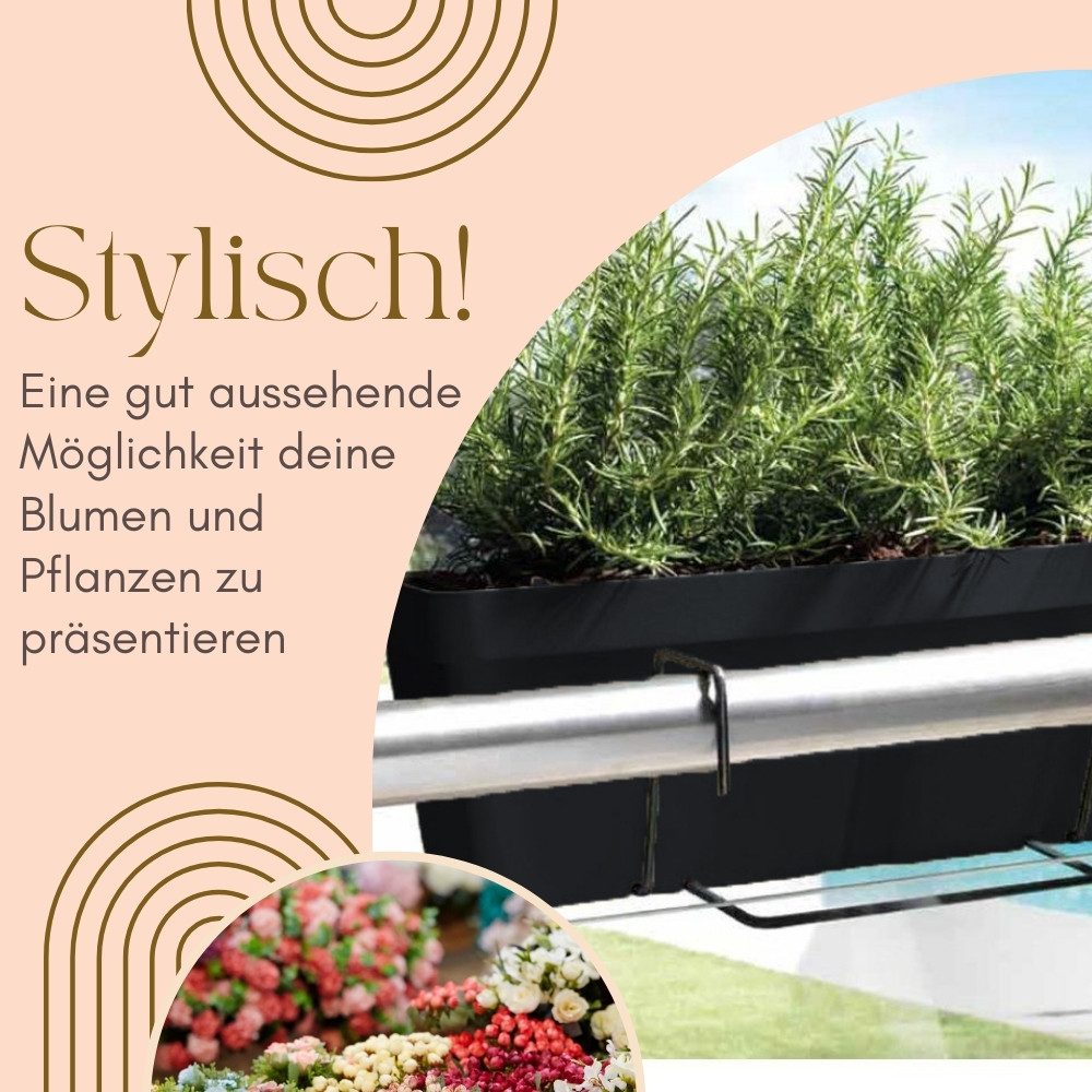 GarPet Balkonkasten 4er Set Blumenkasten Balkon Geländer Halterung Wasserspeicher 60 cm