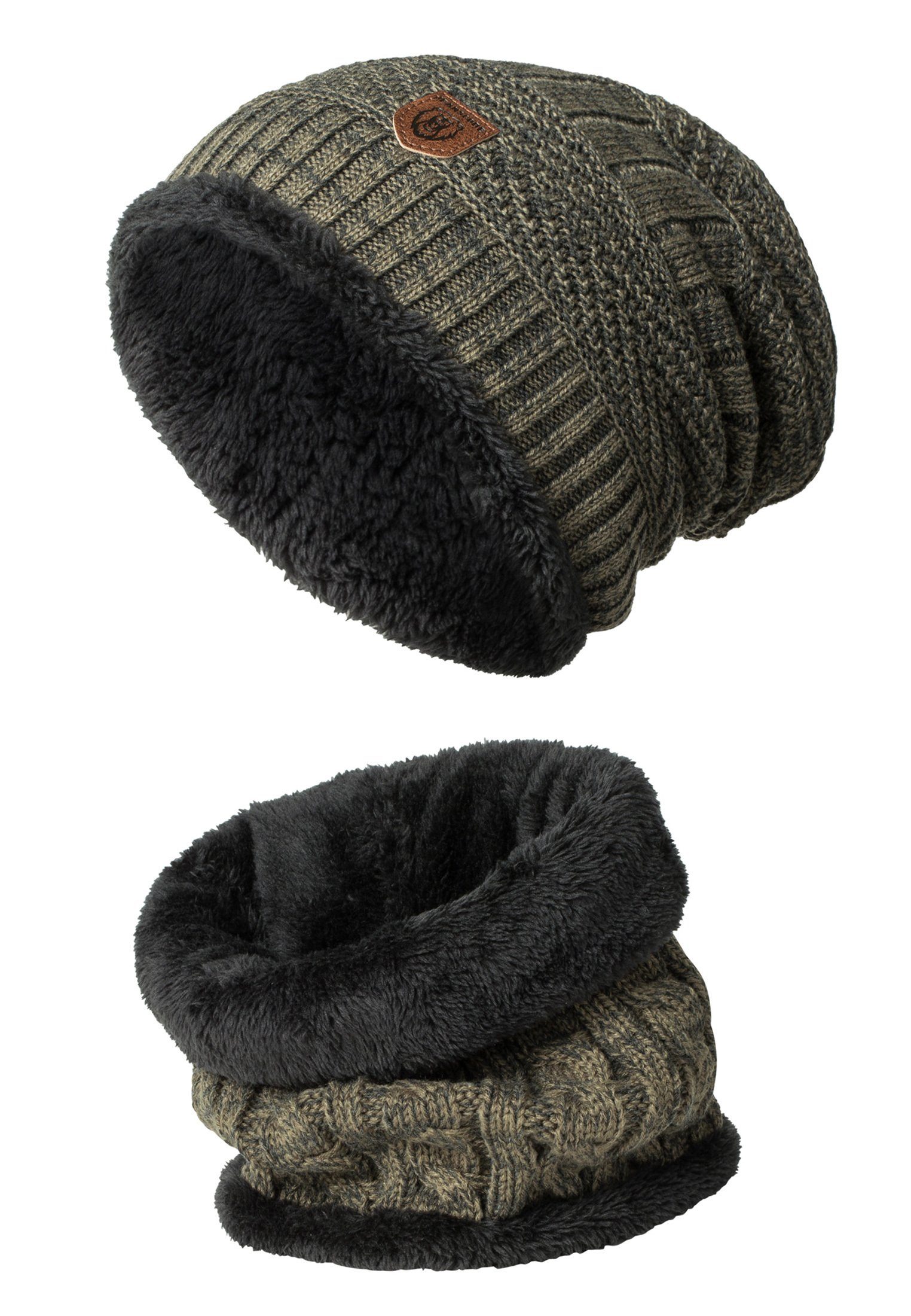 Indicode Mütze & Schal Herren Siracusa Strickmütze Herrenmütze Set günstig online kaufen