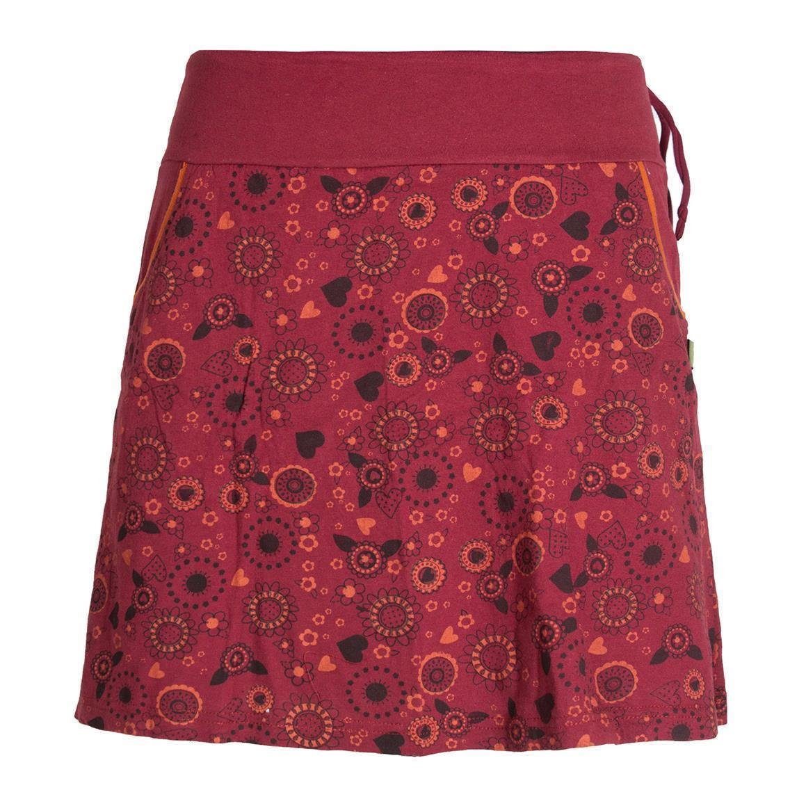 Minirock Hippie Blümchen-Rock aus Baumwolle mit Taschen