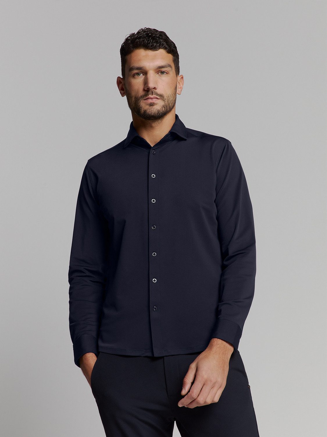 NO EXCESS Langarmhemd No Excess Jersey-reisehemd günstig online kaufen
