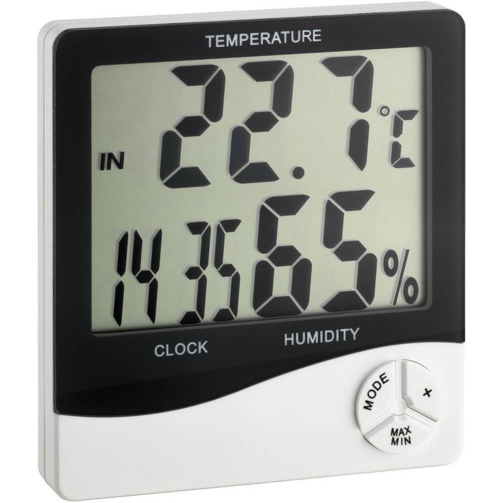 TFA Dostmann Digitales Hygrometer mit Uhr Thermo-Hygrometer