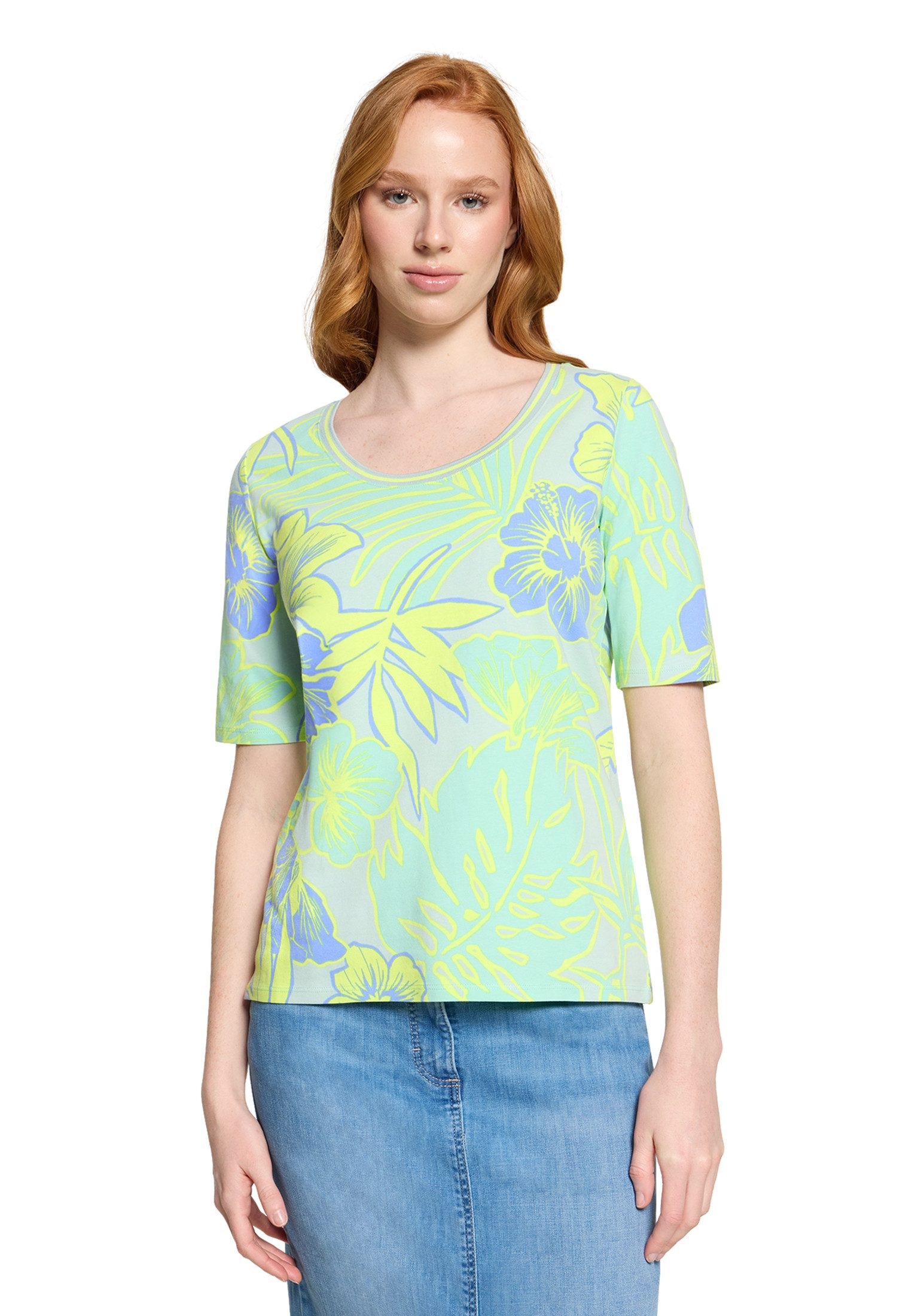 Kurzarmshirt Damen mit Blumenprint
