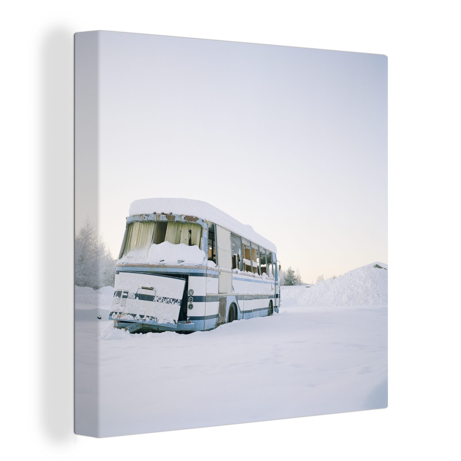 Wohnzimmer für - - Leinwand Schnee, Leinwandbild OneMillionCanvasses® Jahrgang Schlafzimmer St), Bilder Bus (1