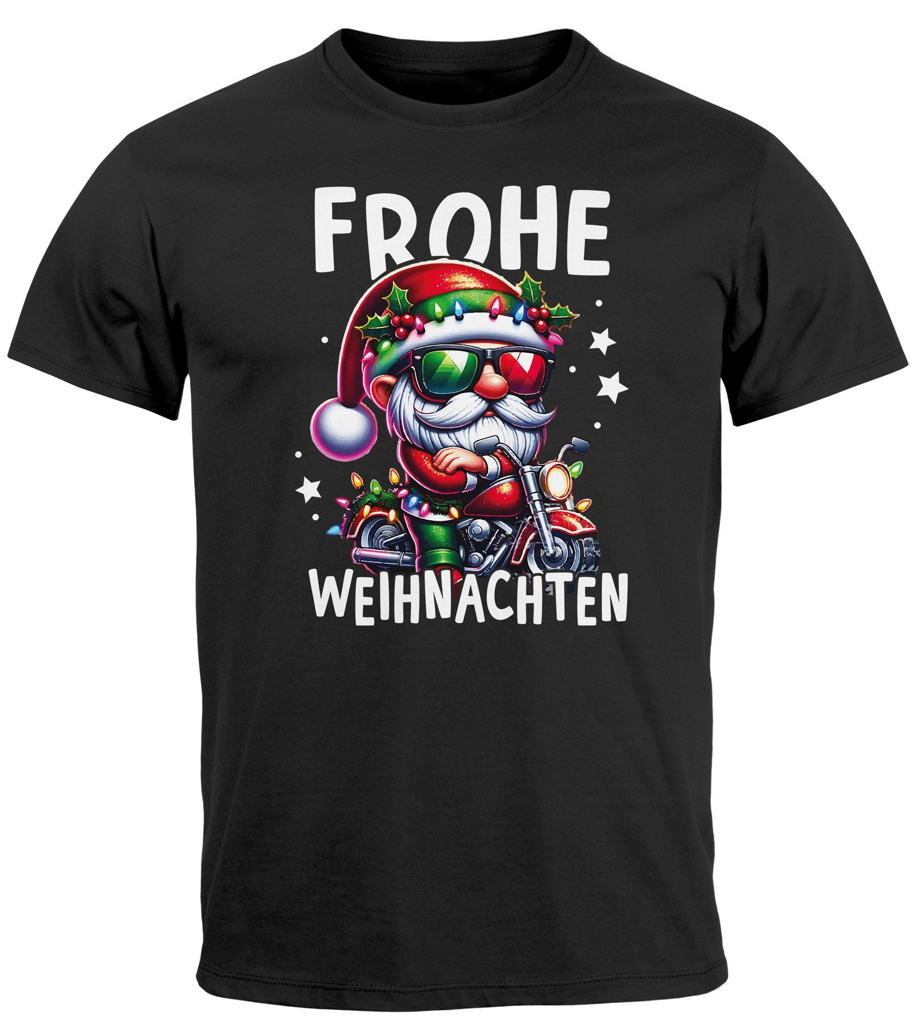 Print-Shirt Herren T-Shirt Frohe Weihnachten Aufdruck Weihnachtsmann Santa