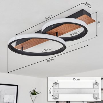 hofstein Deckenleuchte »Ontagnano« Deckenlampe aus Metall/Kunststoff, Schwarz/Holzoptik/Weiß, 3000 Kelvin, mit LED inkl., 3400 Lumen, 1xLED 28 Watt