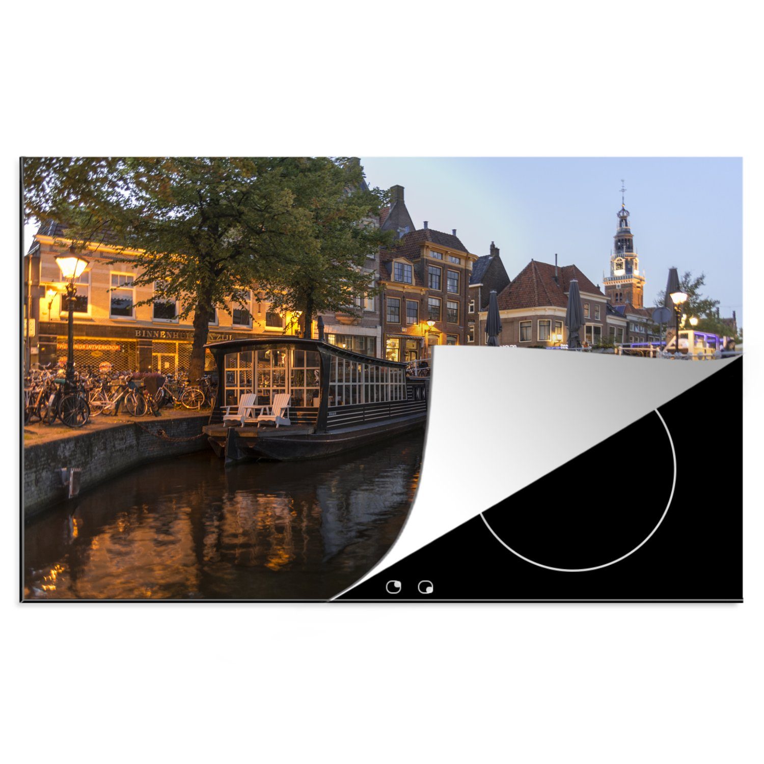 MuchoWow Herdblende-/Abdeckplatte Alkmaar - Brücke - Kanal, Vinyl, (1 tlg), 81x52 cm, Induktionskochfeld Schutz für die küche, Ceranfeldabdeckung