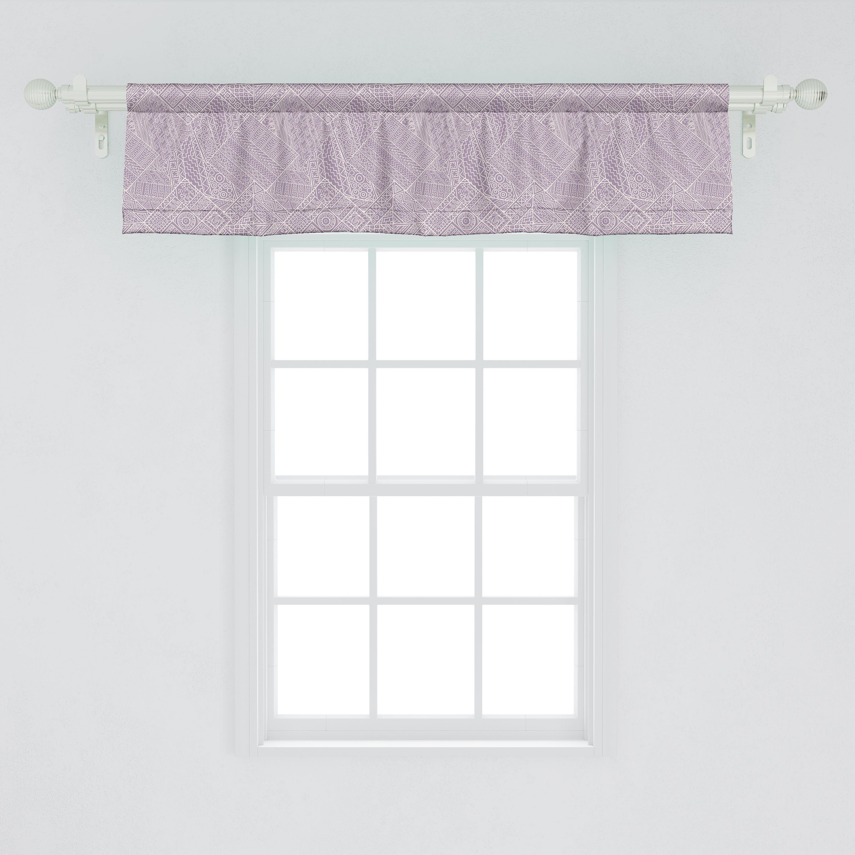 Scheibengardine Vorhang Volant für Küche Zigzags Abstrakt mit Abakuhaus, Geometric Dekor Schlafzimmer Stangentasche, Microfaser