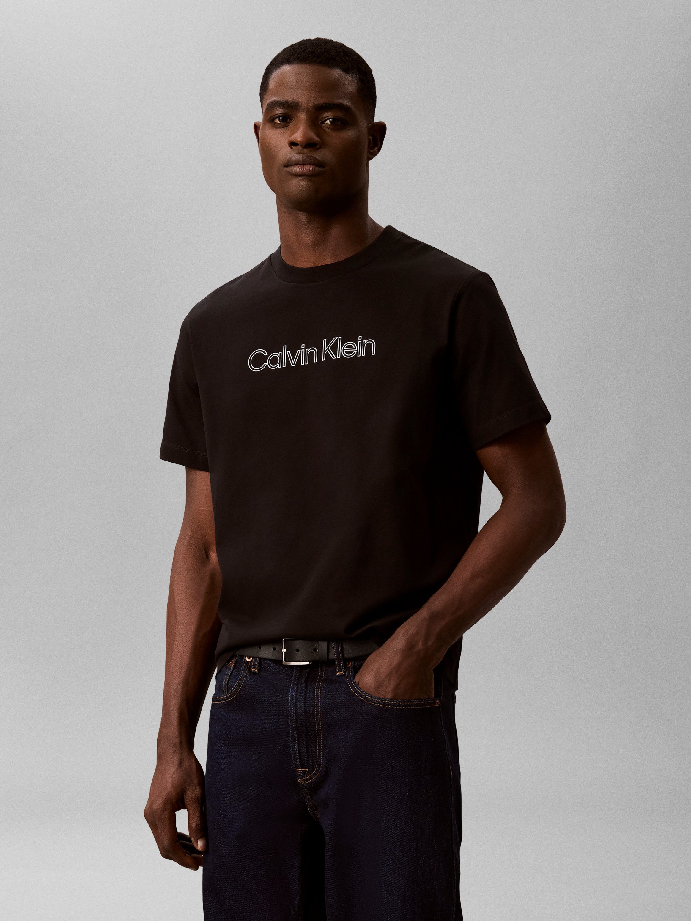 Calvin Klein Jeans T-Shirt Rundhalsausschnitt, reine Baumwolle, Logoschriftzug