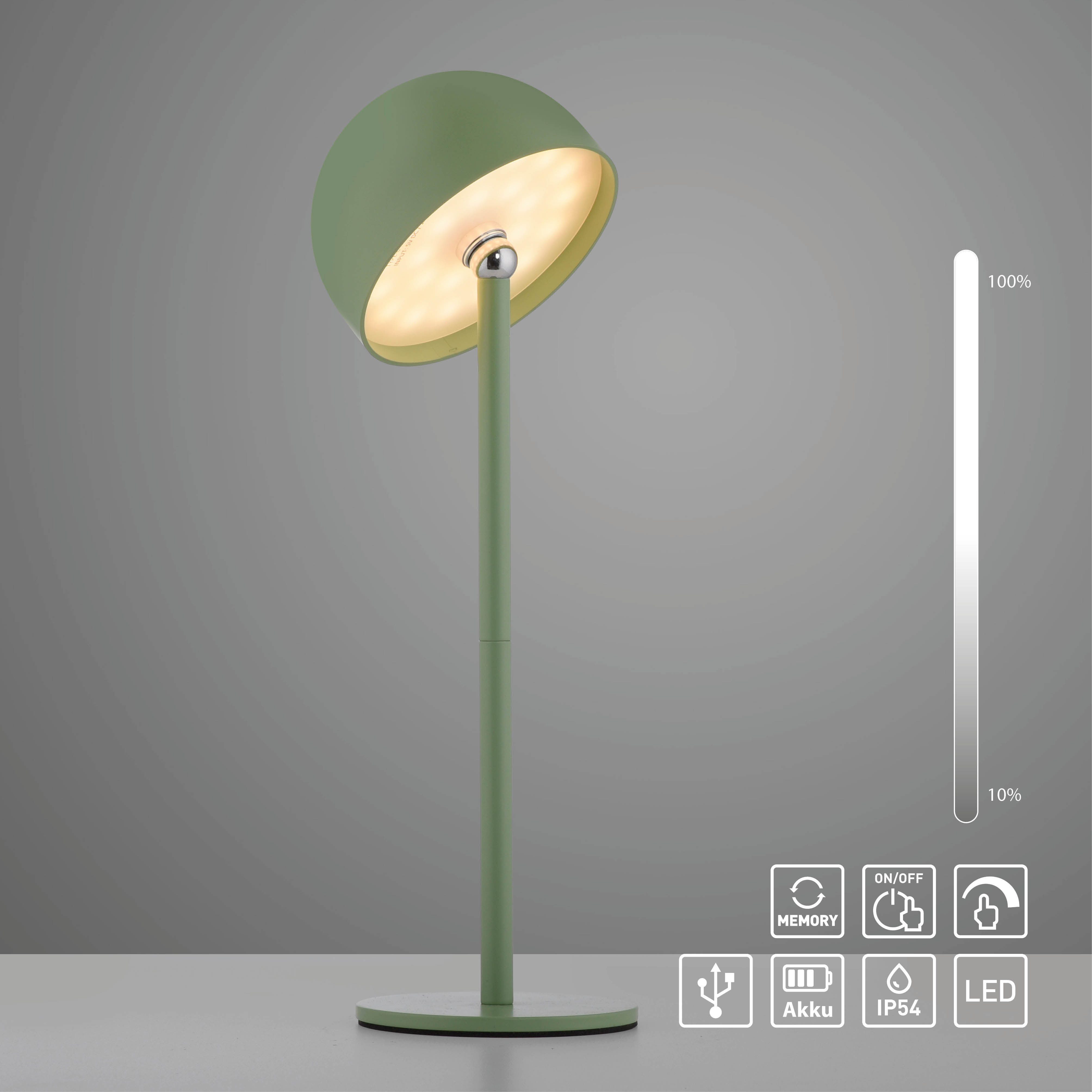 OTTO home Tischleuchte Akku Tischlampe GERRIN Indoor Outdoor, magnetischer Flaschenaufsatz, Dimmfunktion, Memoryfunktion, LED fest integriert, Warmweiß, Pilzlampe Flaschenaufsatz, Regulierung der Lichtstärke, Pilz, Lampe