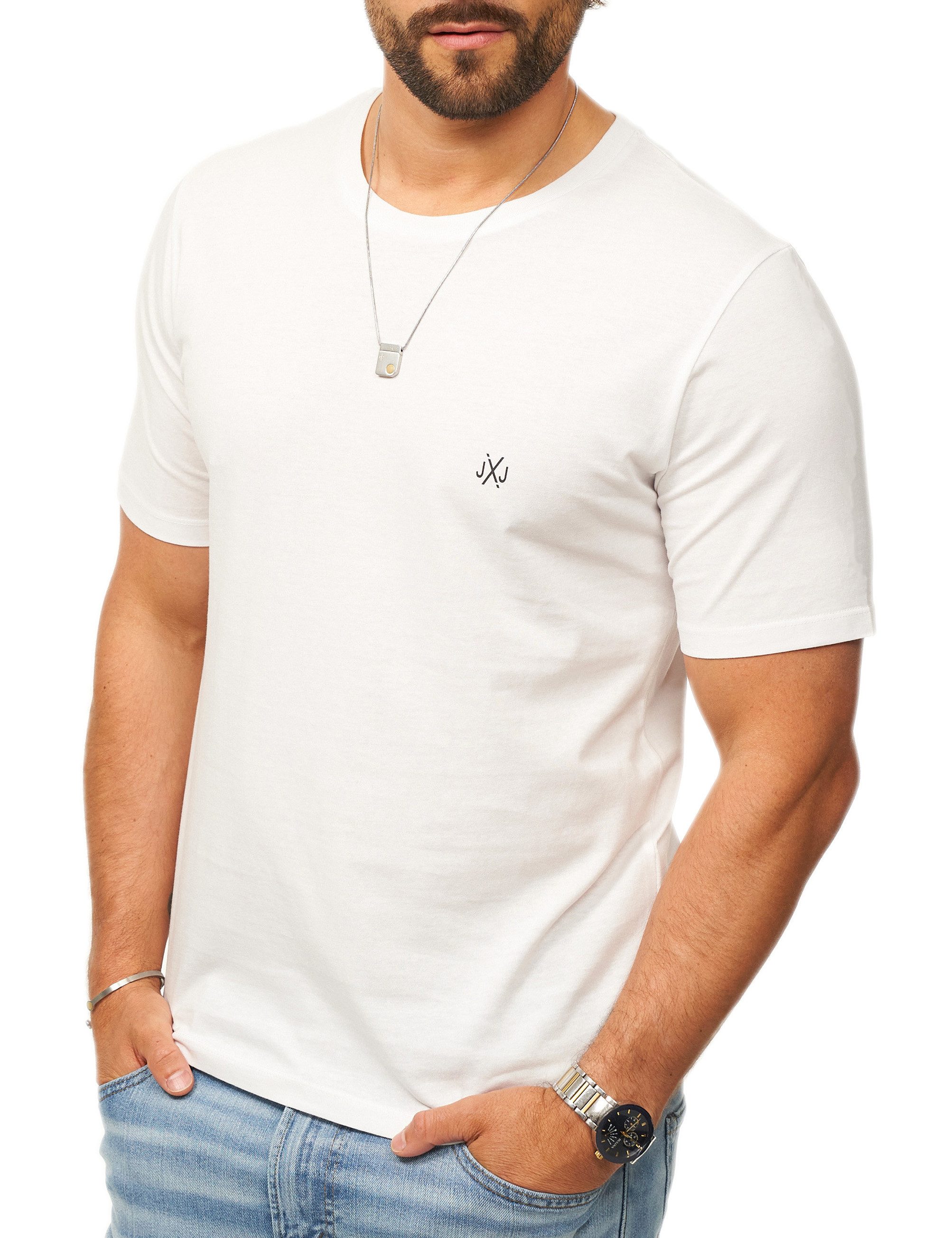 Jack & Jones T-Shirt INFINITY JXJ TEE CREW NECK MIT RUNDHALSAUSSCHNITT Kurzarm Shirt aus 100% Baumwolle mit Logo Details für Herren