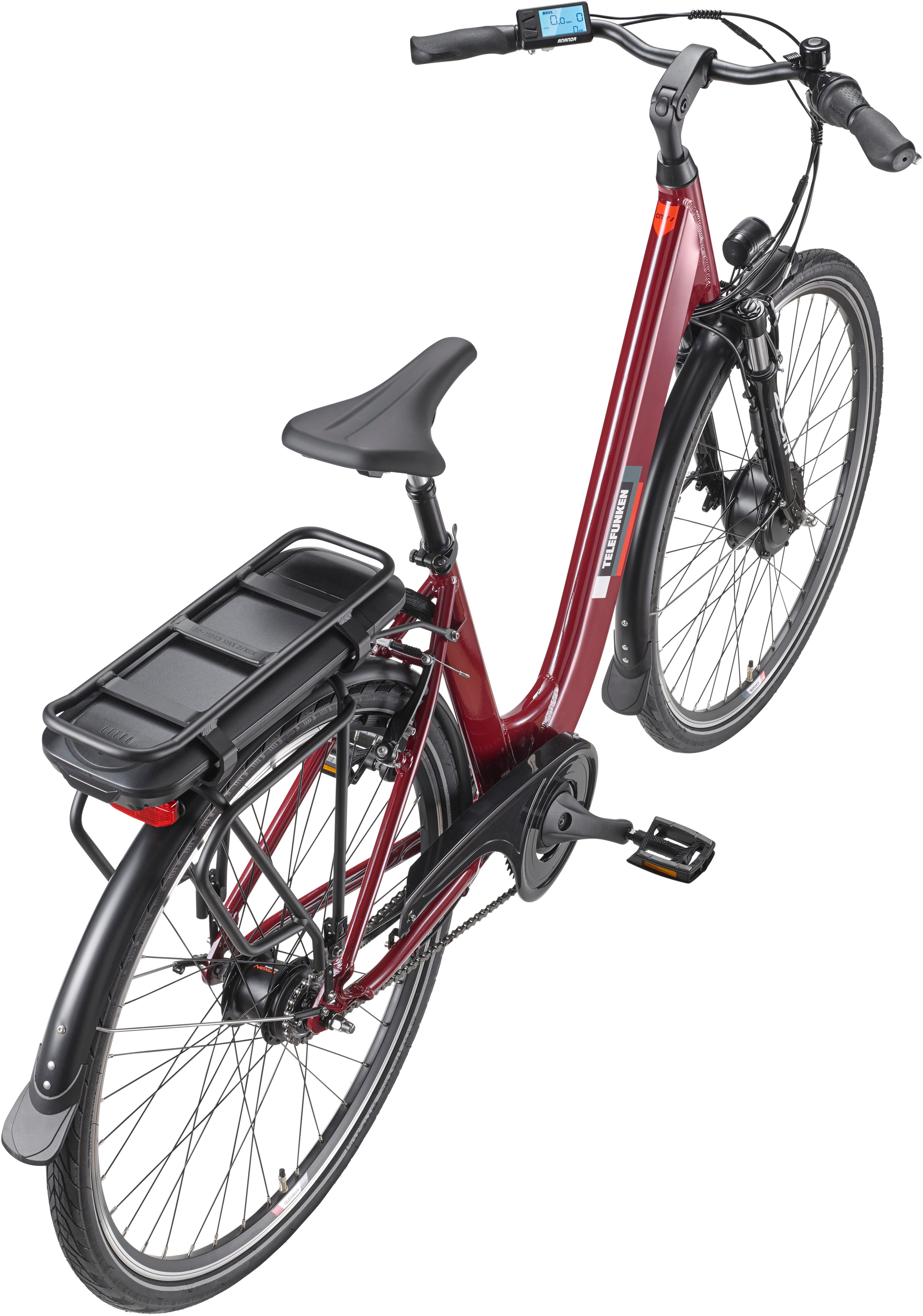 Telefunken E-Bike Cityrad Multitalent RC845, 7 Gang Shimano, Nabenschaltung, Frontmotor, 468 Wh, (28 Zoll, Straßenzulassung, ca. 100 km Reichweite), Pedelec, Elektrofahrrad für Herren u. Damen, tiefer Einstieg