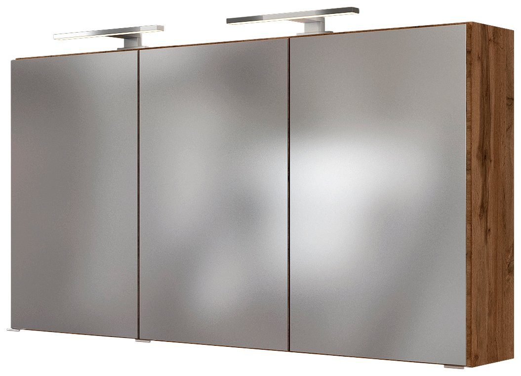 HELD MÖBEL Spiegelschrank Baabe Breite | mit eiche 120 cm, 3D-Effekt, eiche dank 3 Spiegeltüren