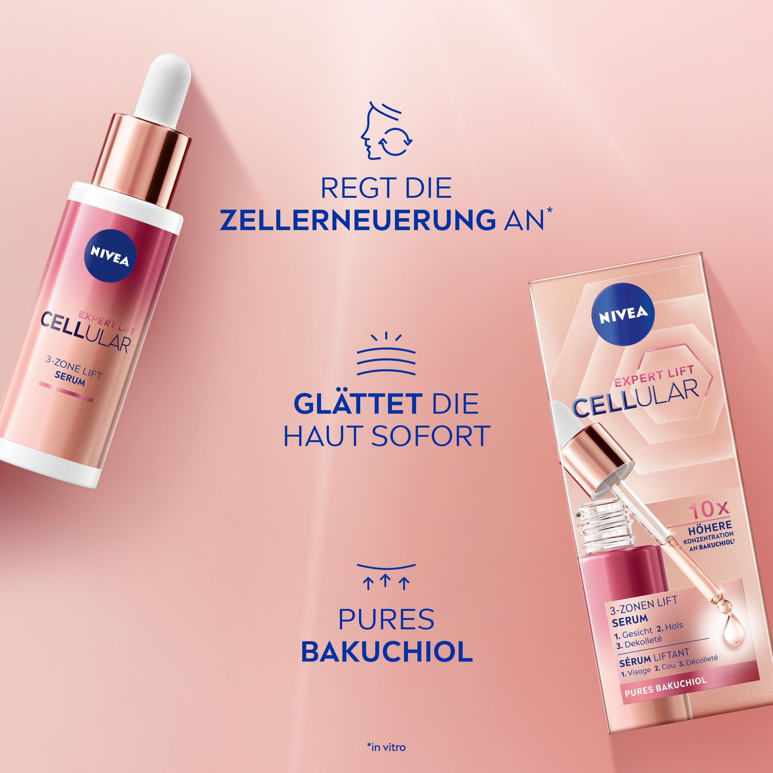 Nivea Gesichtsserum CELLULAR EXPERT LIFT BAKUCHIOL LIFT SERUM, mit Bakuchiol, für Gesicht, Hals und Dekolleté, flüssige Textur