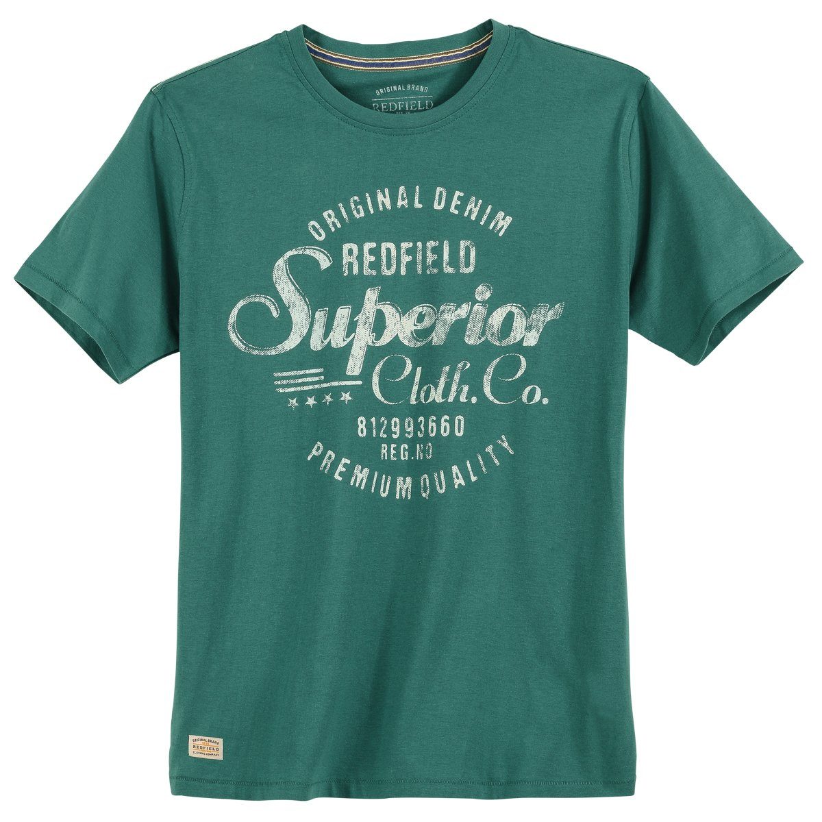 Print Redfield redfield Rundhalsshirt jadegrünes Übergrößen Superior T-Shirt