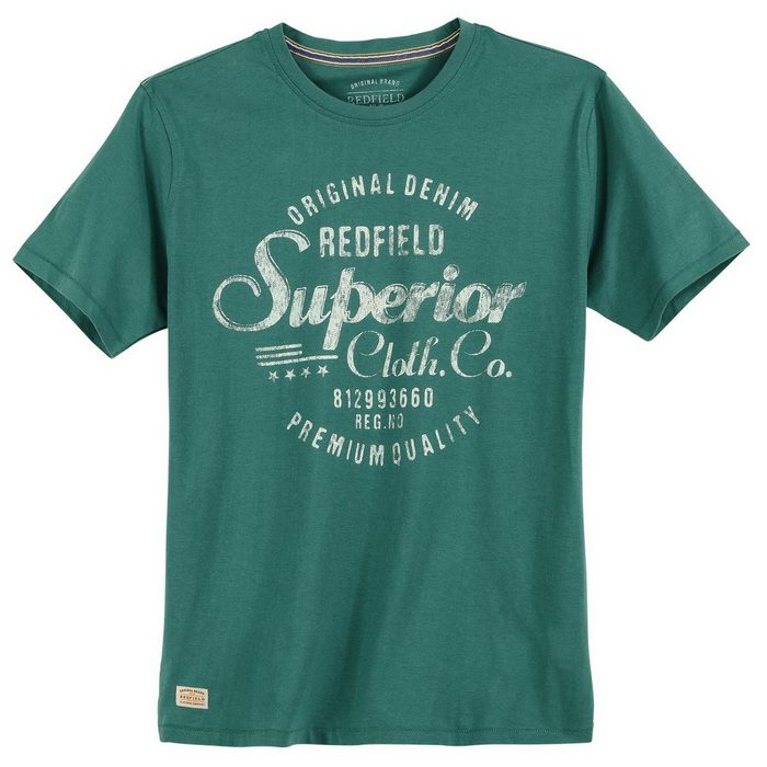 redfield Rundhalsshirt Übergrößen jadegrünes T-Shirt Print Superior Redfield