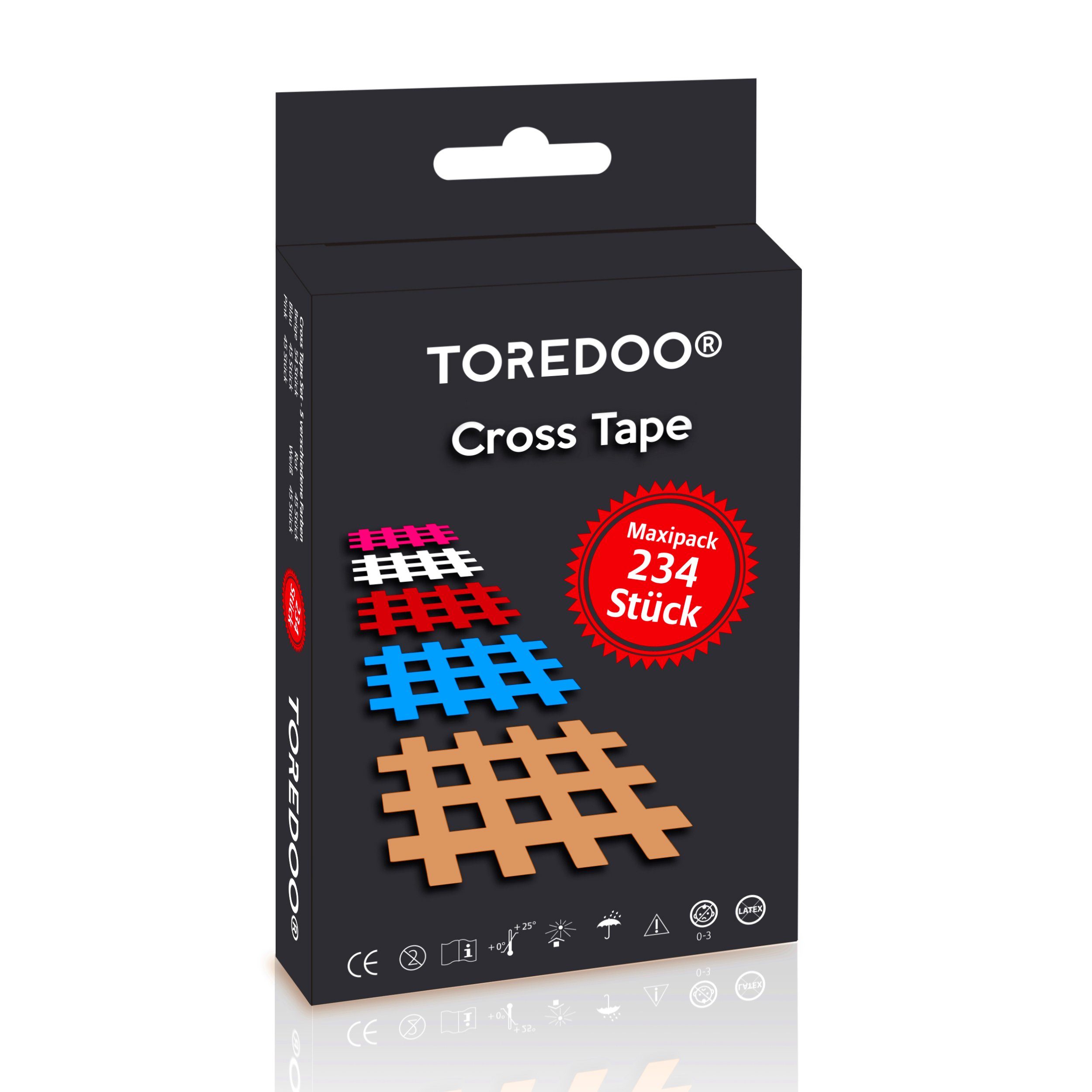 TOREDOO Kinesiologie-Tape TOREDOO Cross Tape Gitterpflaster 234 Stück Typ A - klein in 5 Farben