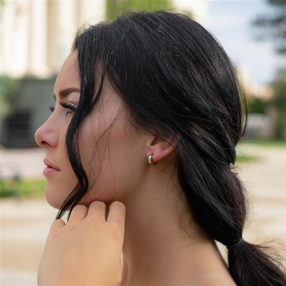 BUNGSA Creolen-Set Regenbogen - Creolen 4mm aus Edelstahl Unisex (1 Paar (2 Stück), 2-tlg), Ohrschmuck Ohrringe