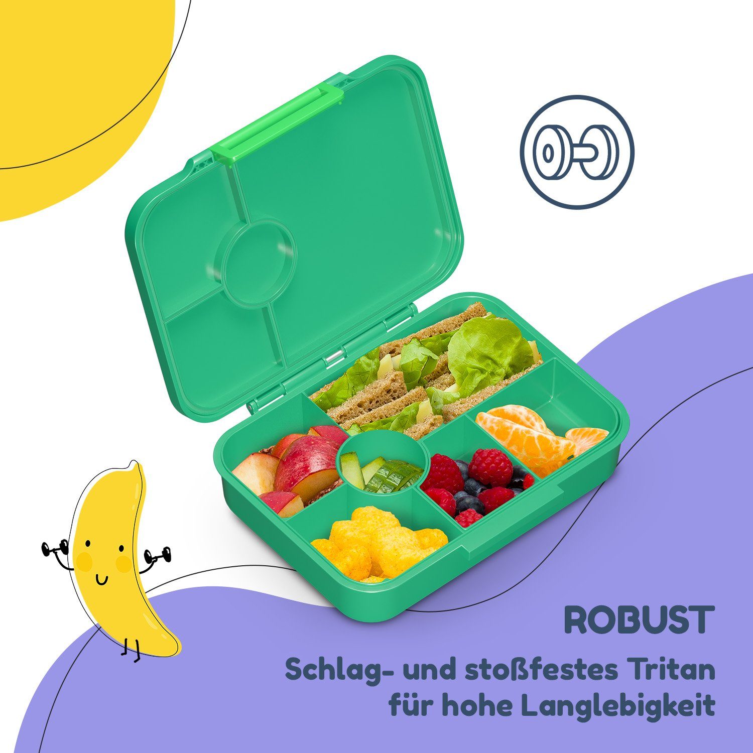 schmatzfatz Frischhaltedose Lite Lunchbox 6 Tritan, x 15 (Packung) Fächer 4,5 x Silikon, 20,8 cm